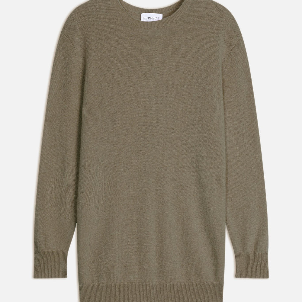 vanessa pull col rond boutonné dos army 100% cachemire