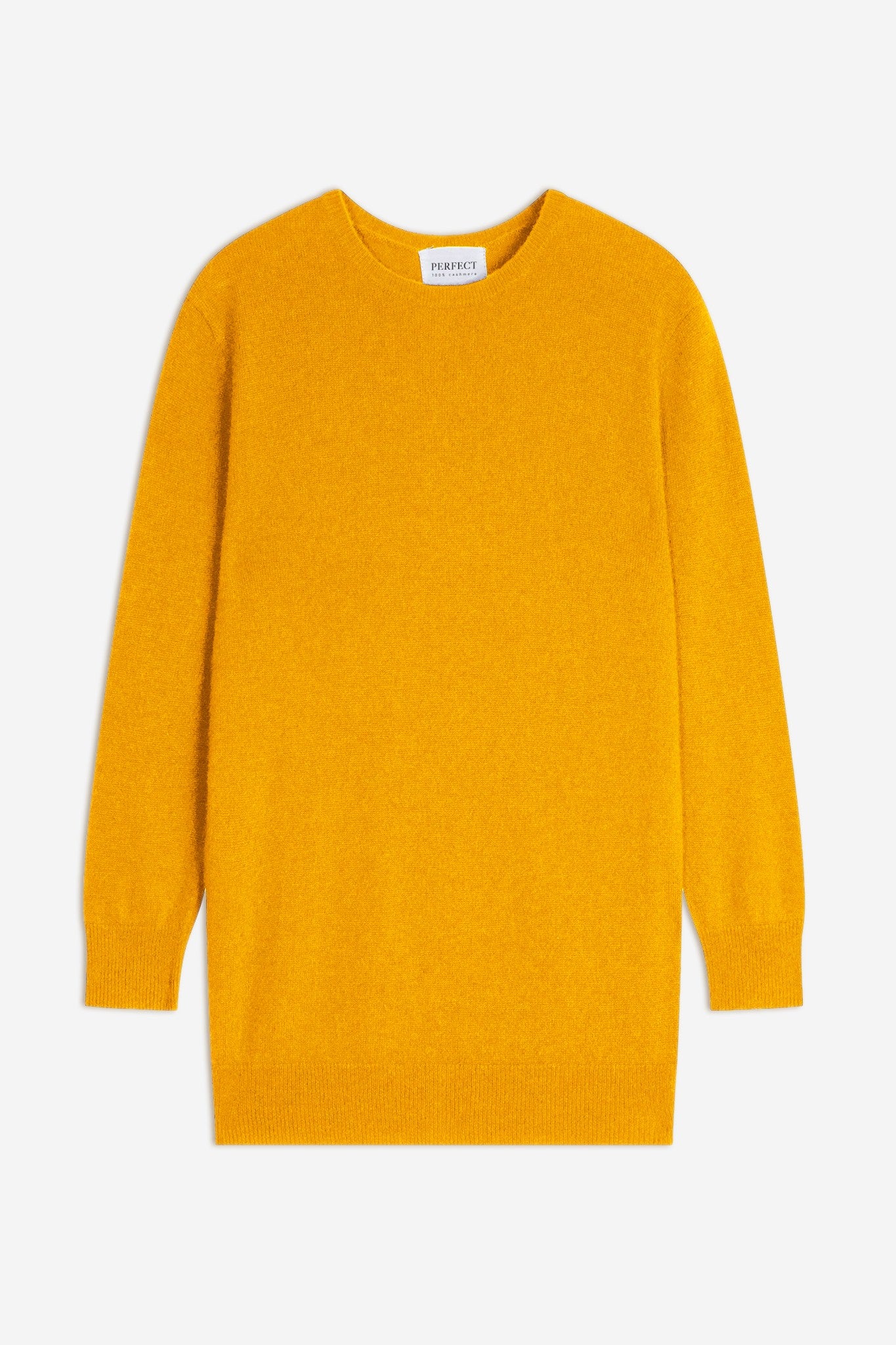 vanessa pull col rond boutonné dos curcuma 100% cachemire