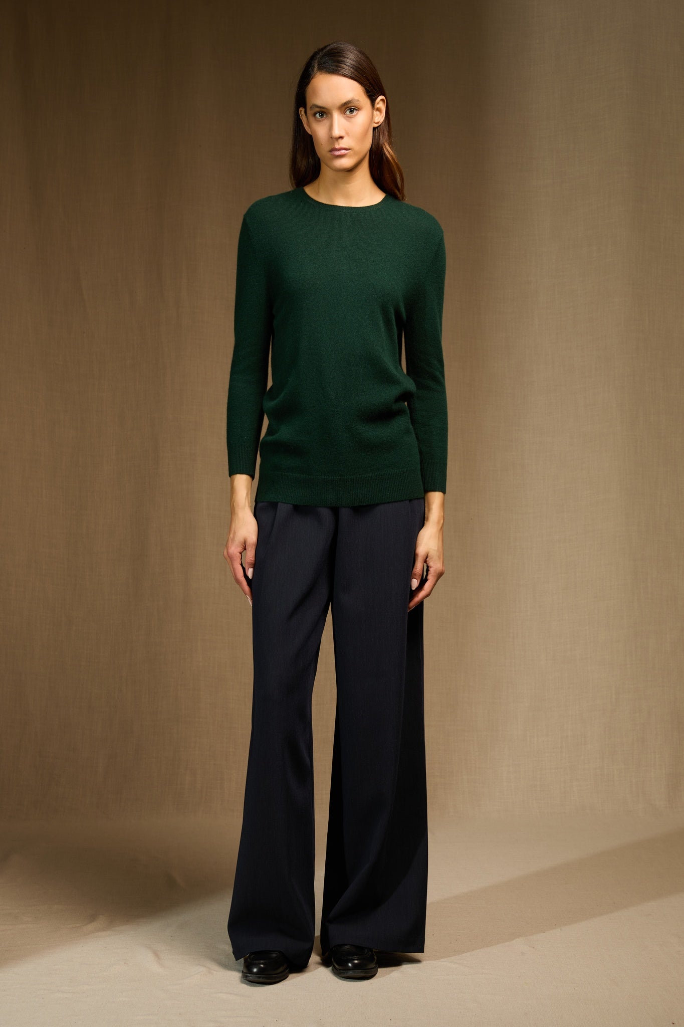 VANESSA pull col rond boutonné dos cyprès 100% cachemire