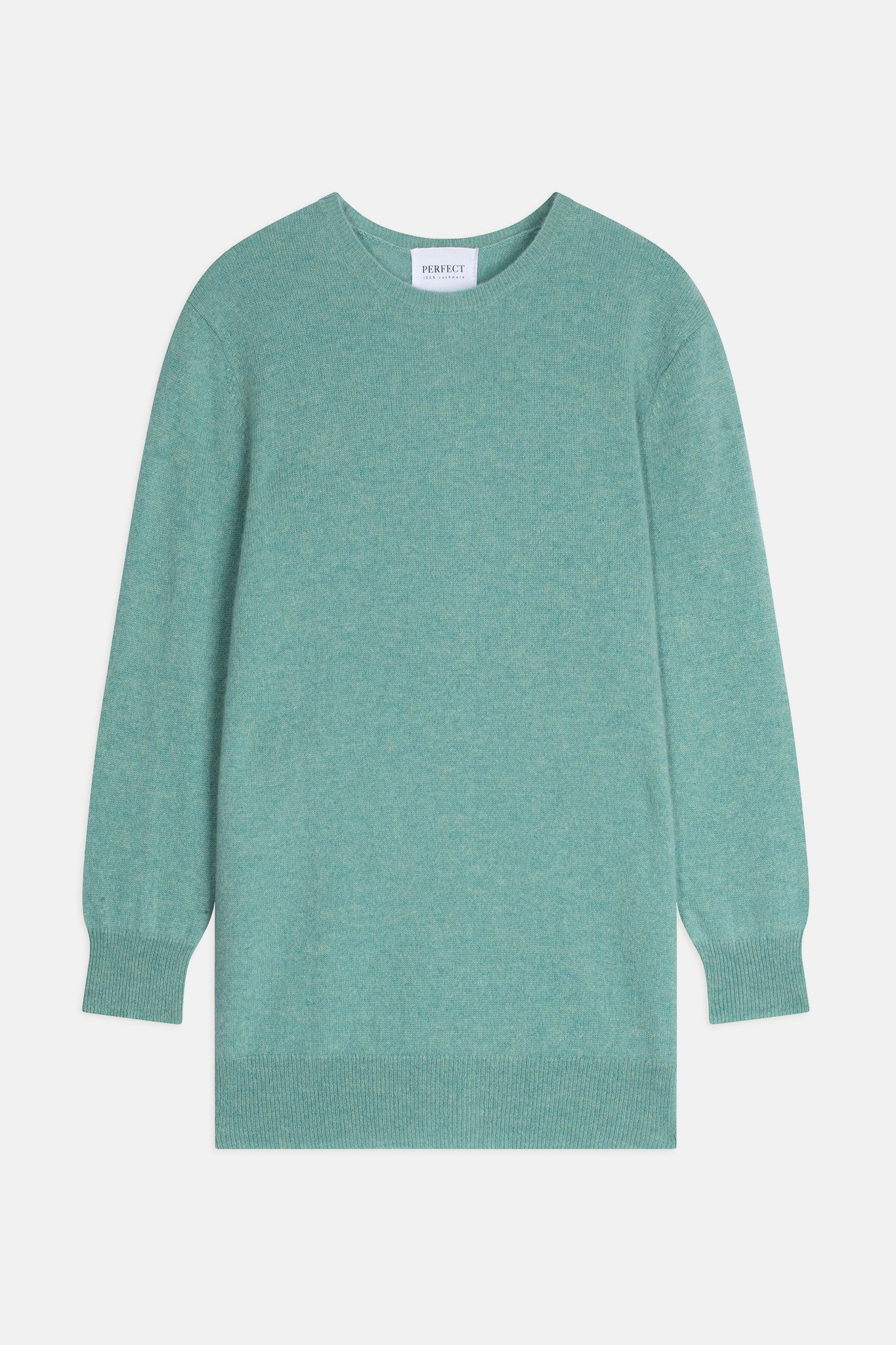 vanessa pull col rond boutonné dos vert chiné 100% cachemire