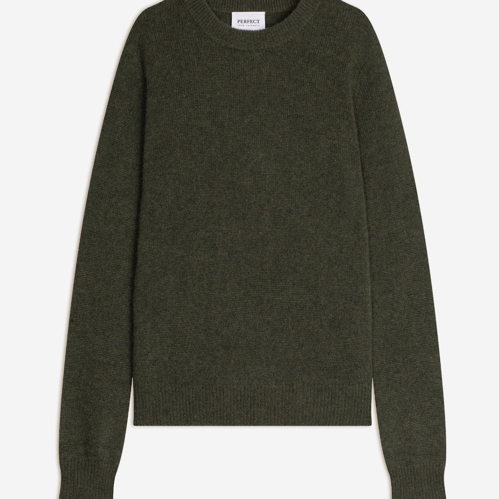 virelia pull col rond 4 fils army chiné 100% cachemire