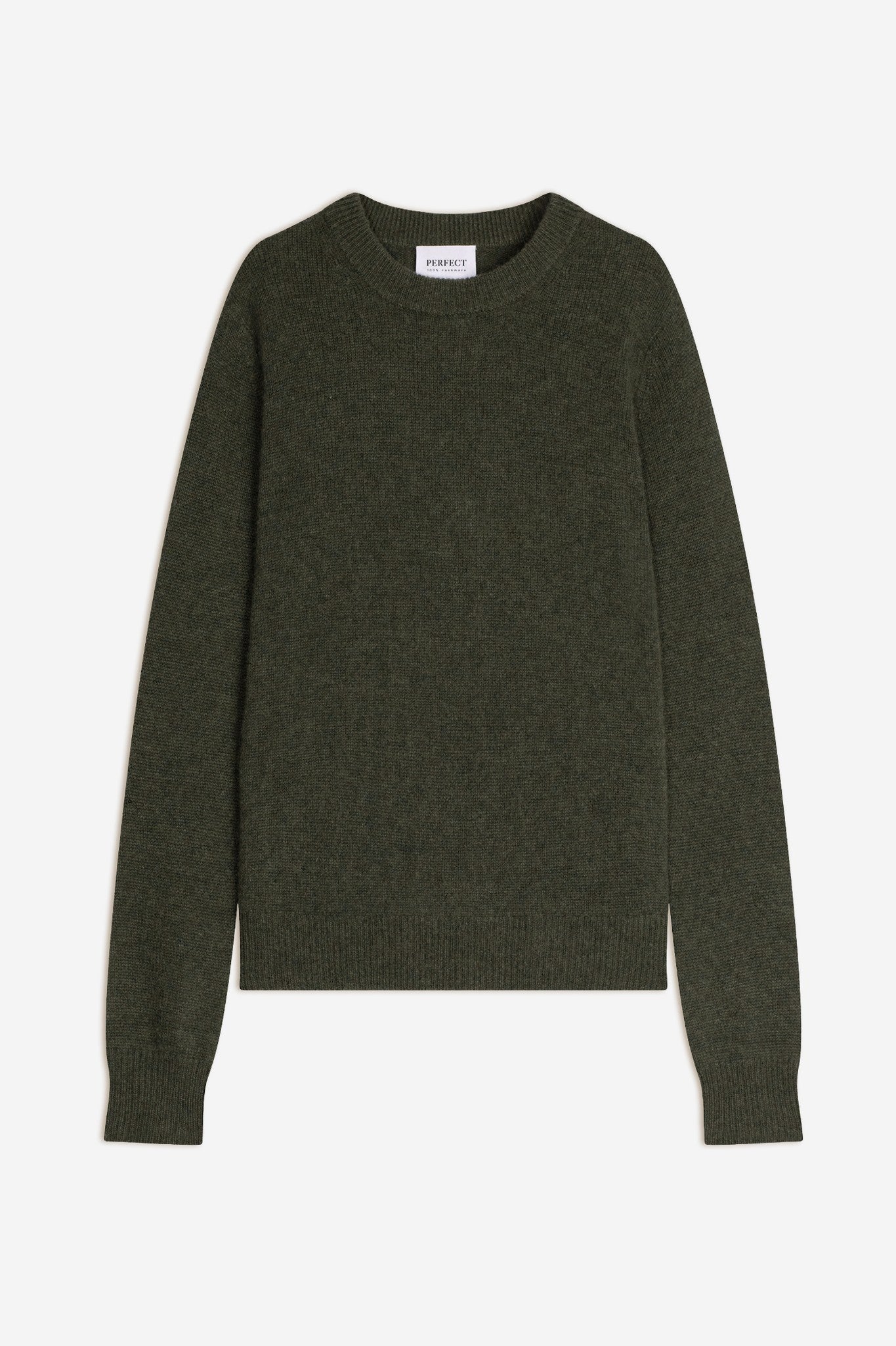 virelia pull col rond 4 fils army chiné 100% cachemire