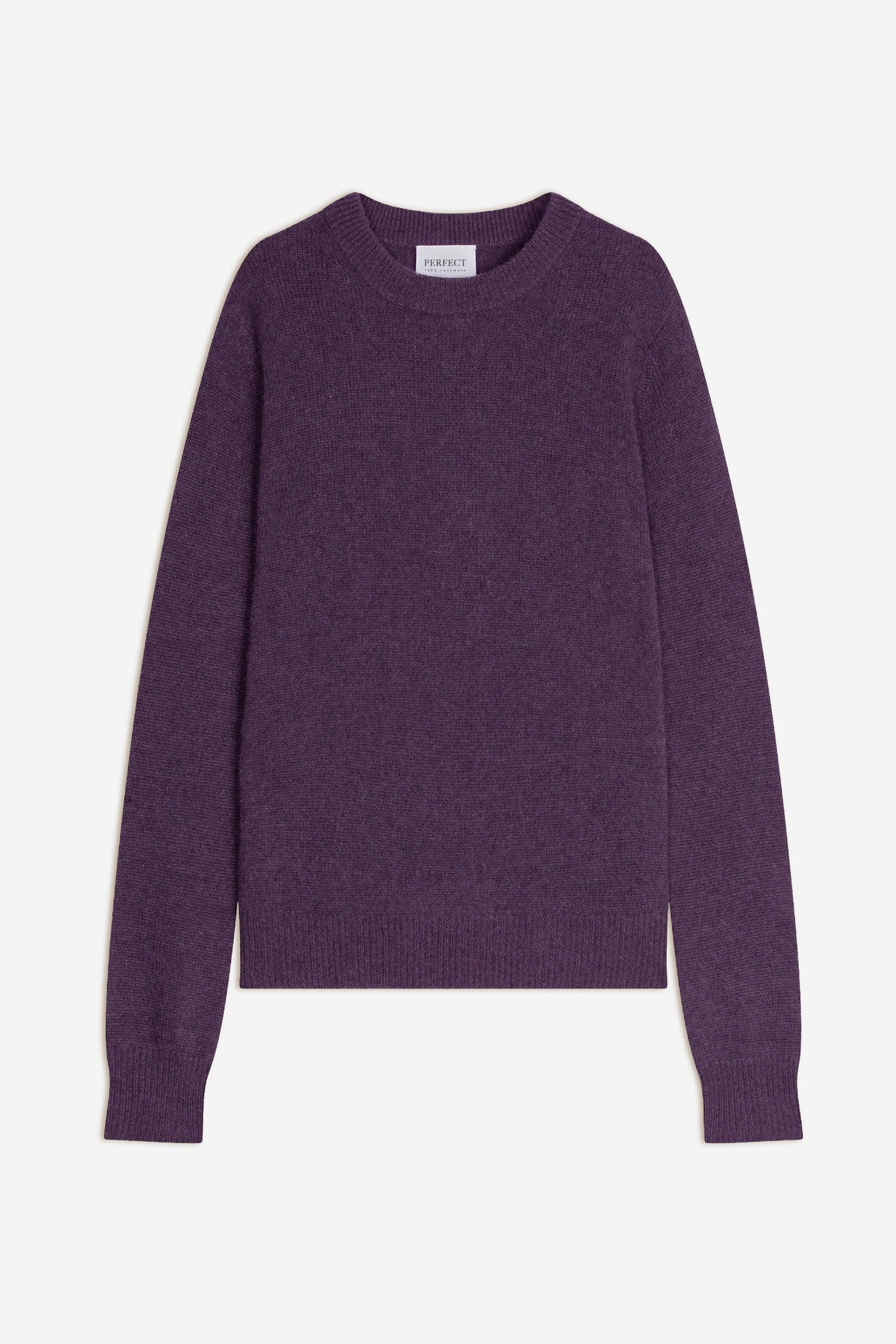 virelia pull col rond 4 fils violet chiné 100% cachemire