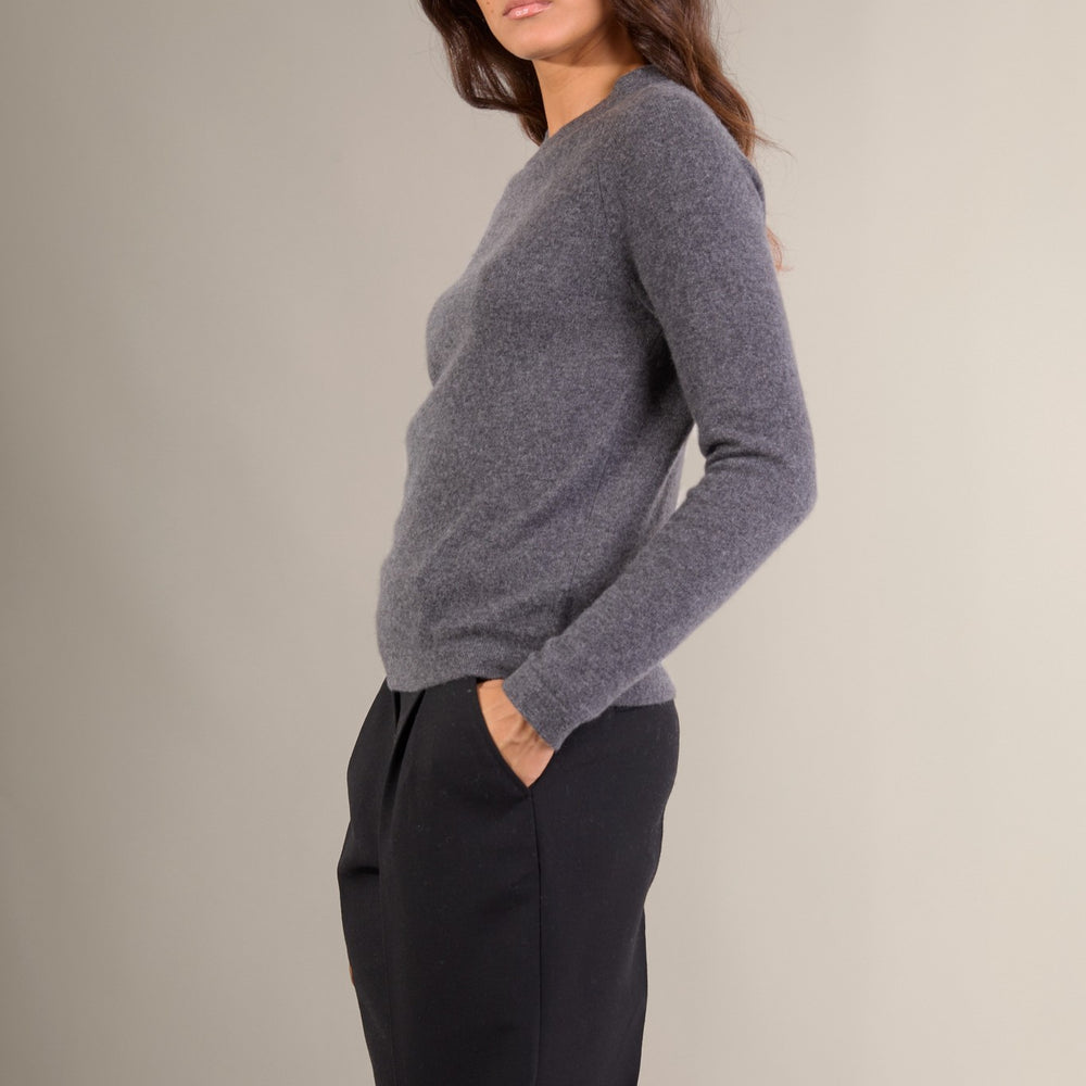 whitney pull col rond anthracite chiné 100% cachemire