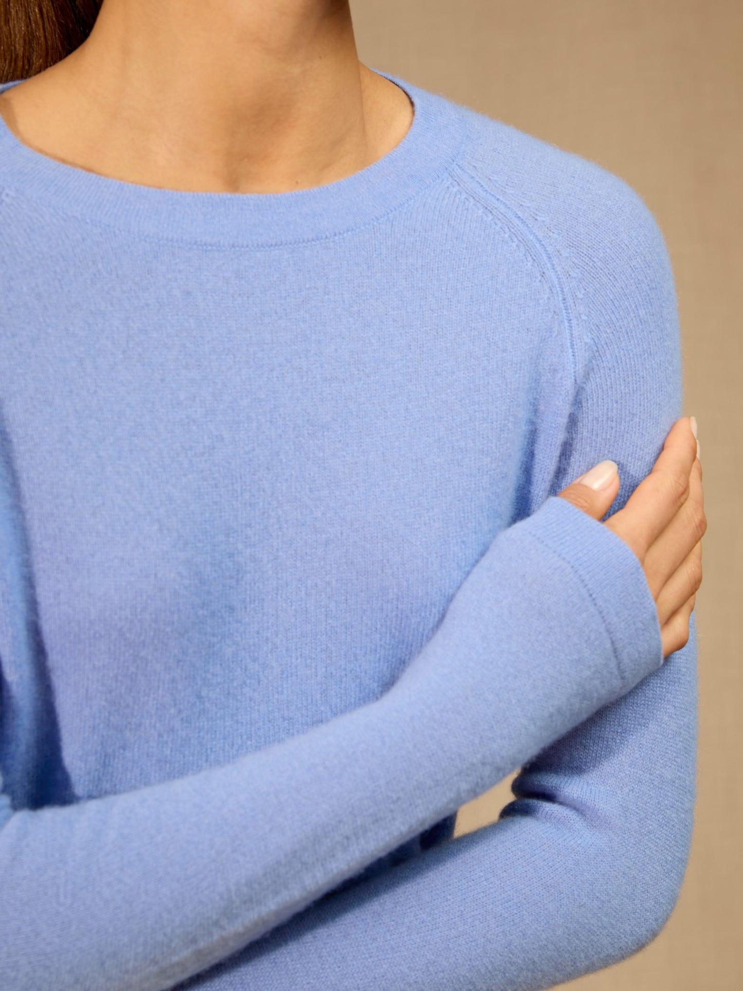 whitney pull col rond bleu pastel 100% cachemire