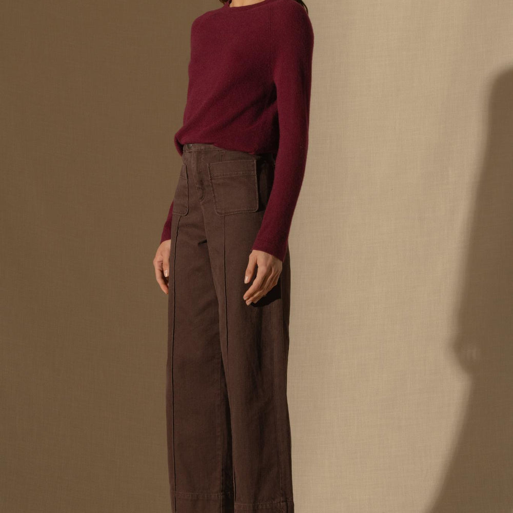 WHITNEY pull col rond bordeaux 100% cachemire