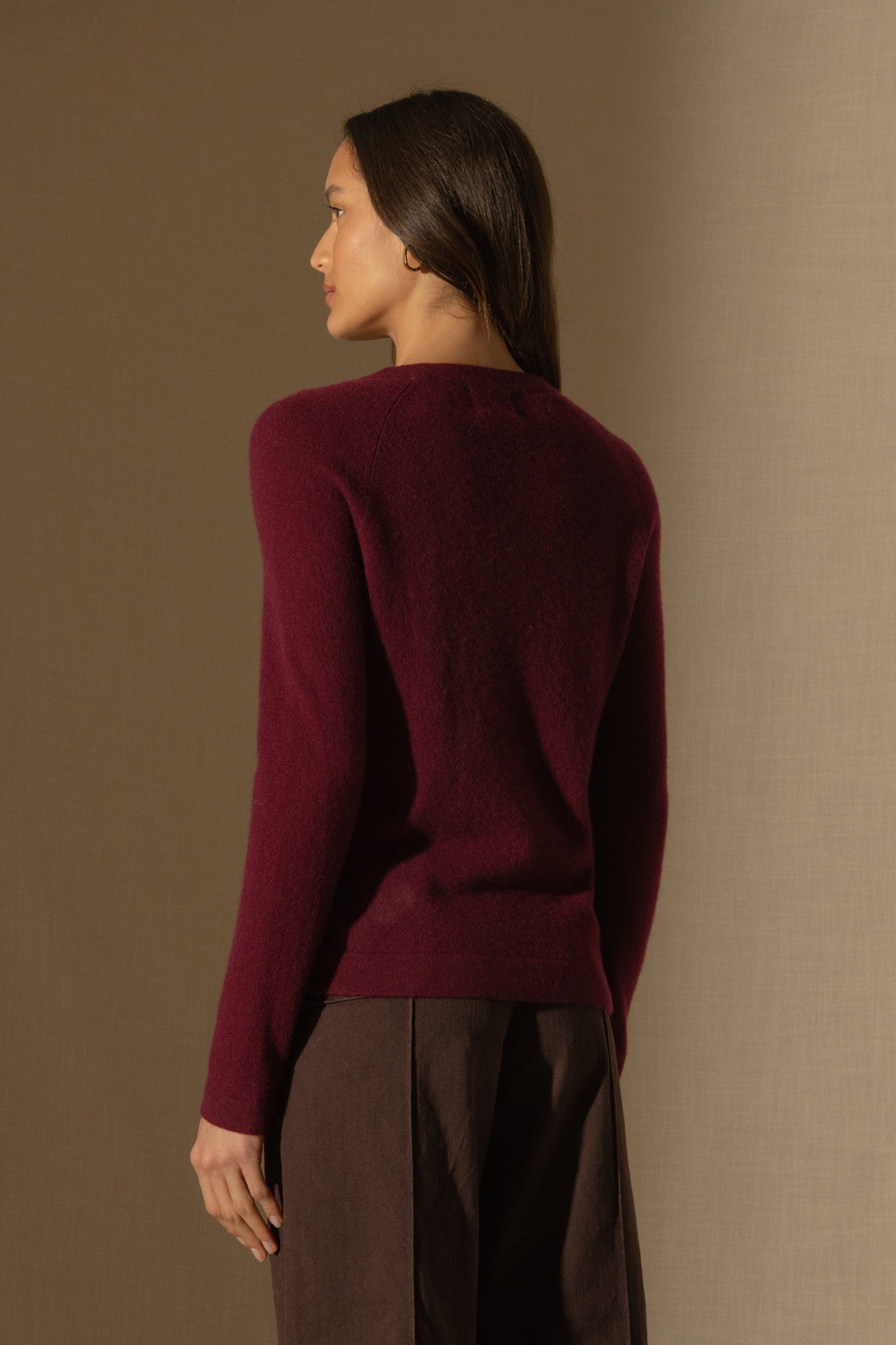 whitney pull col rond bordeaux 100% cachemire