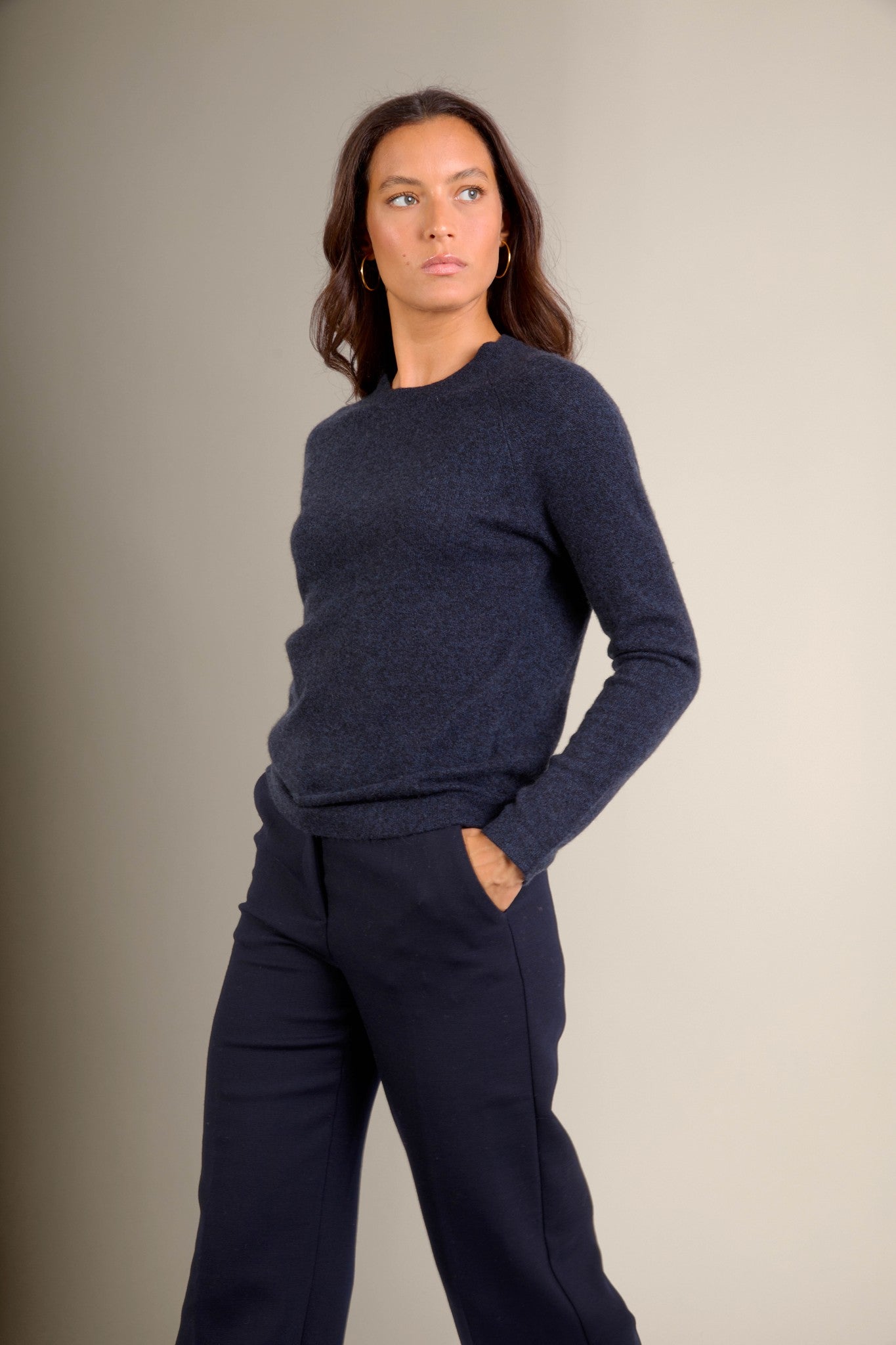 whitney pull col rond caviar 100% cachemire