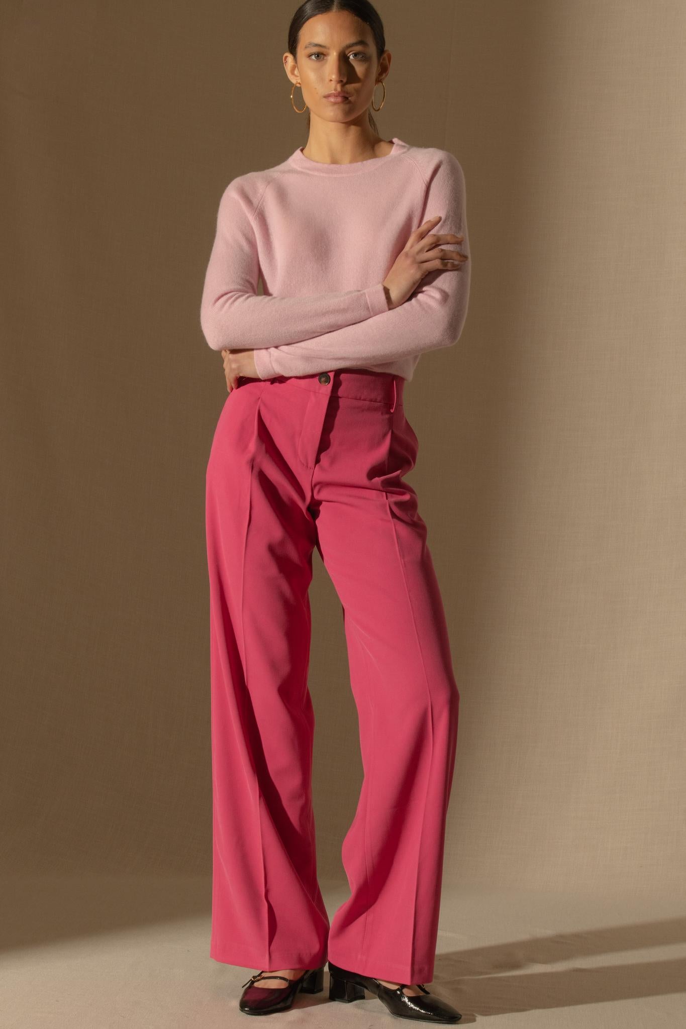 WHITNEY pull col rond dragée 100% cachemire