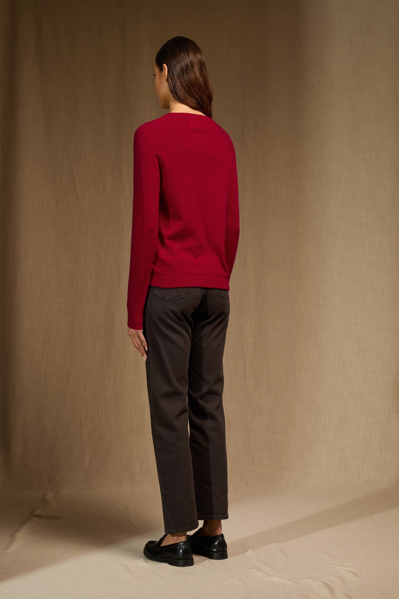 whitney pull col rond framboise 100% cachemire