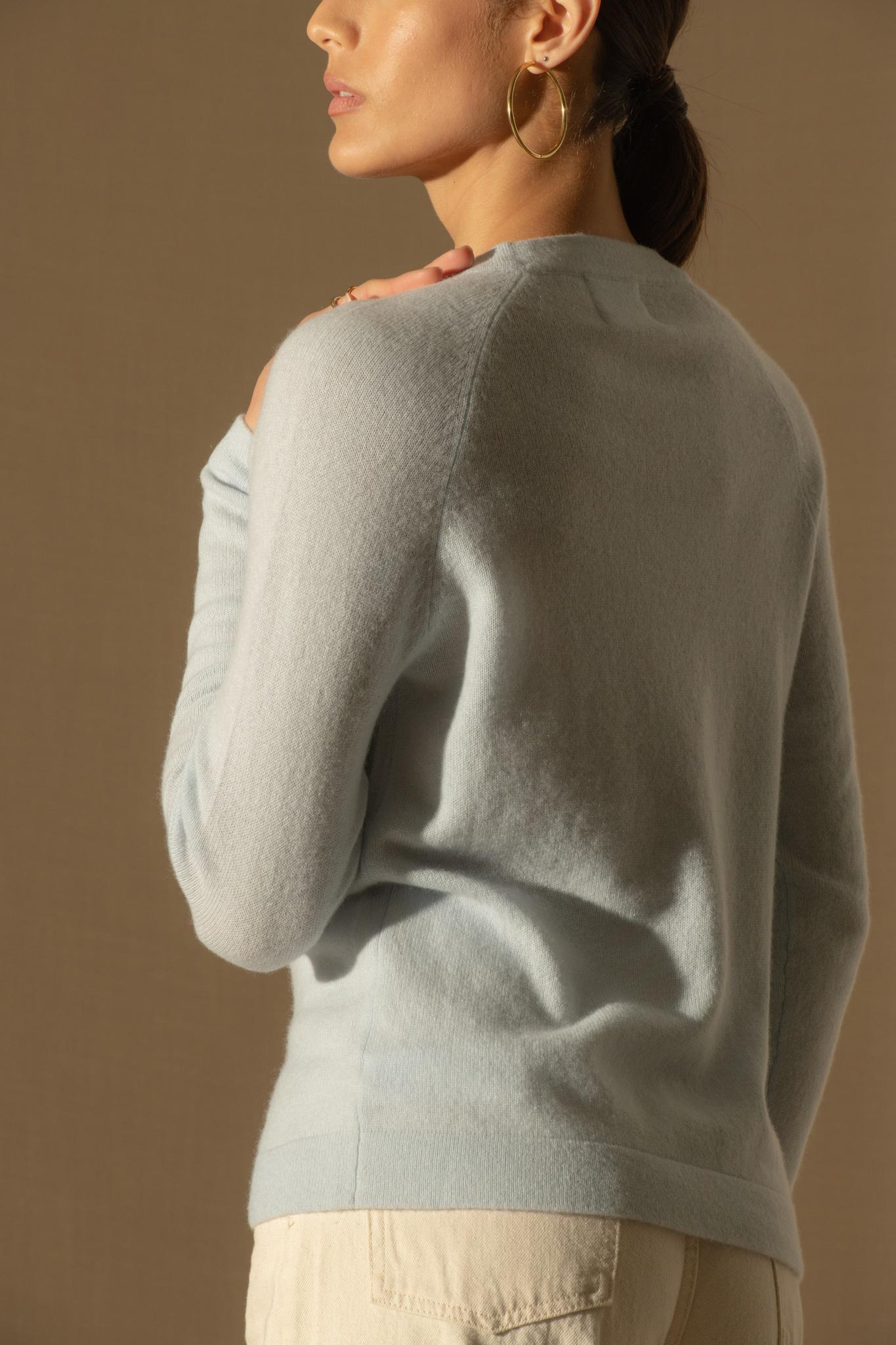 WHITNEY pull col rond givre 100% cachemire