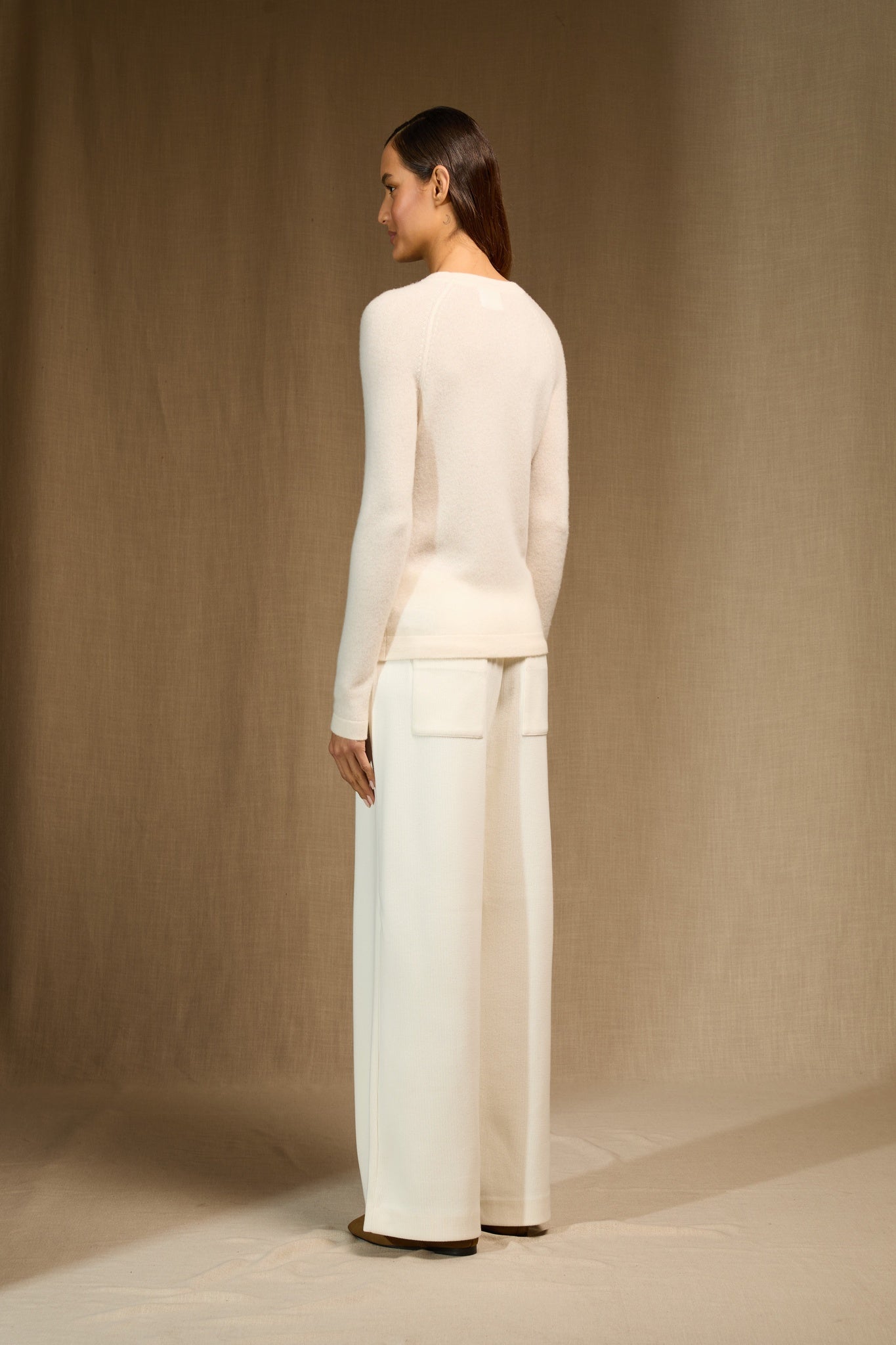 whitney pull col rond ivoire 100% cachemire