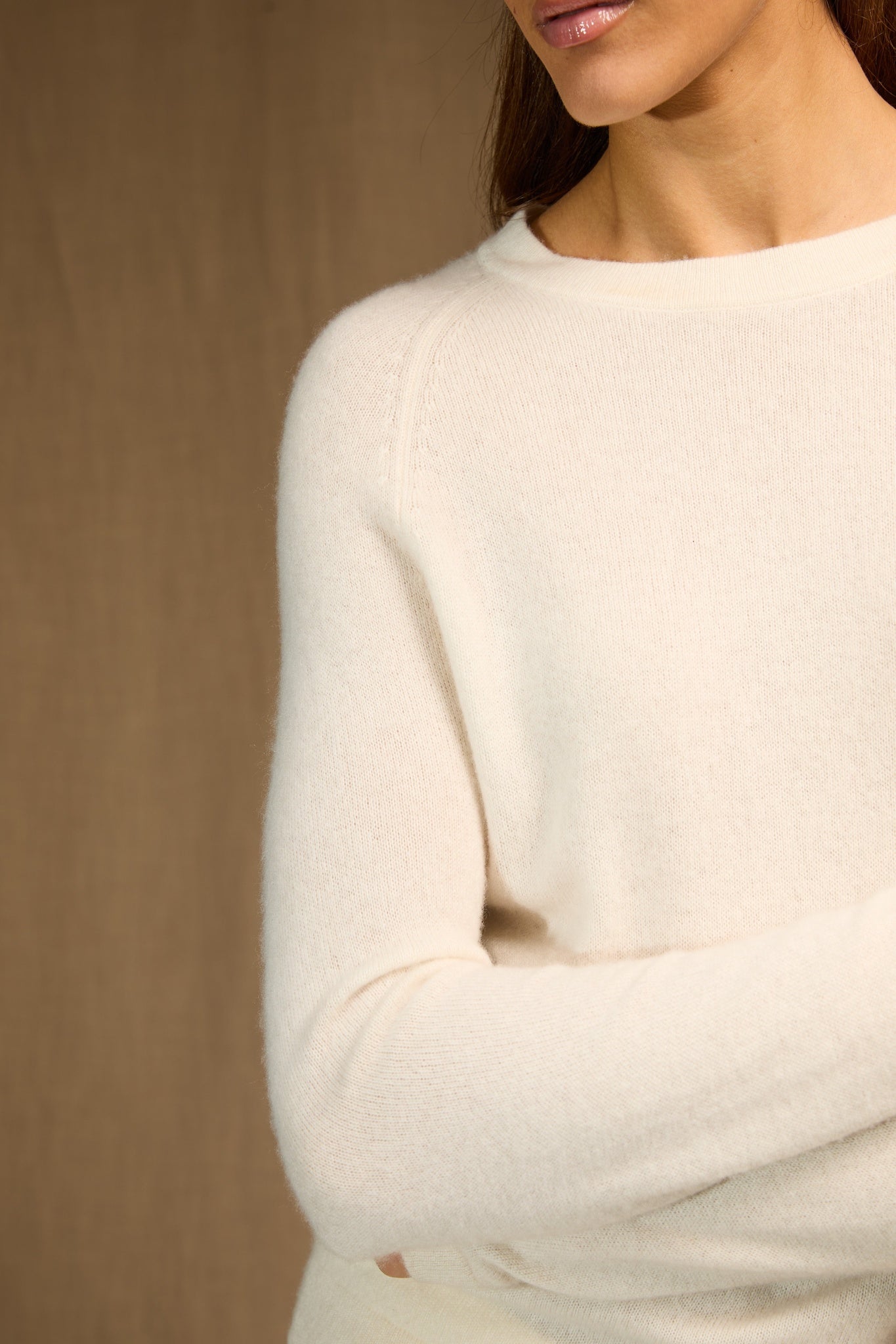 whitney pull col rond ivoire 100% cachemire