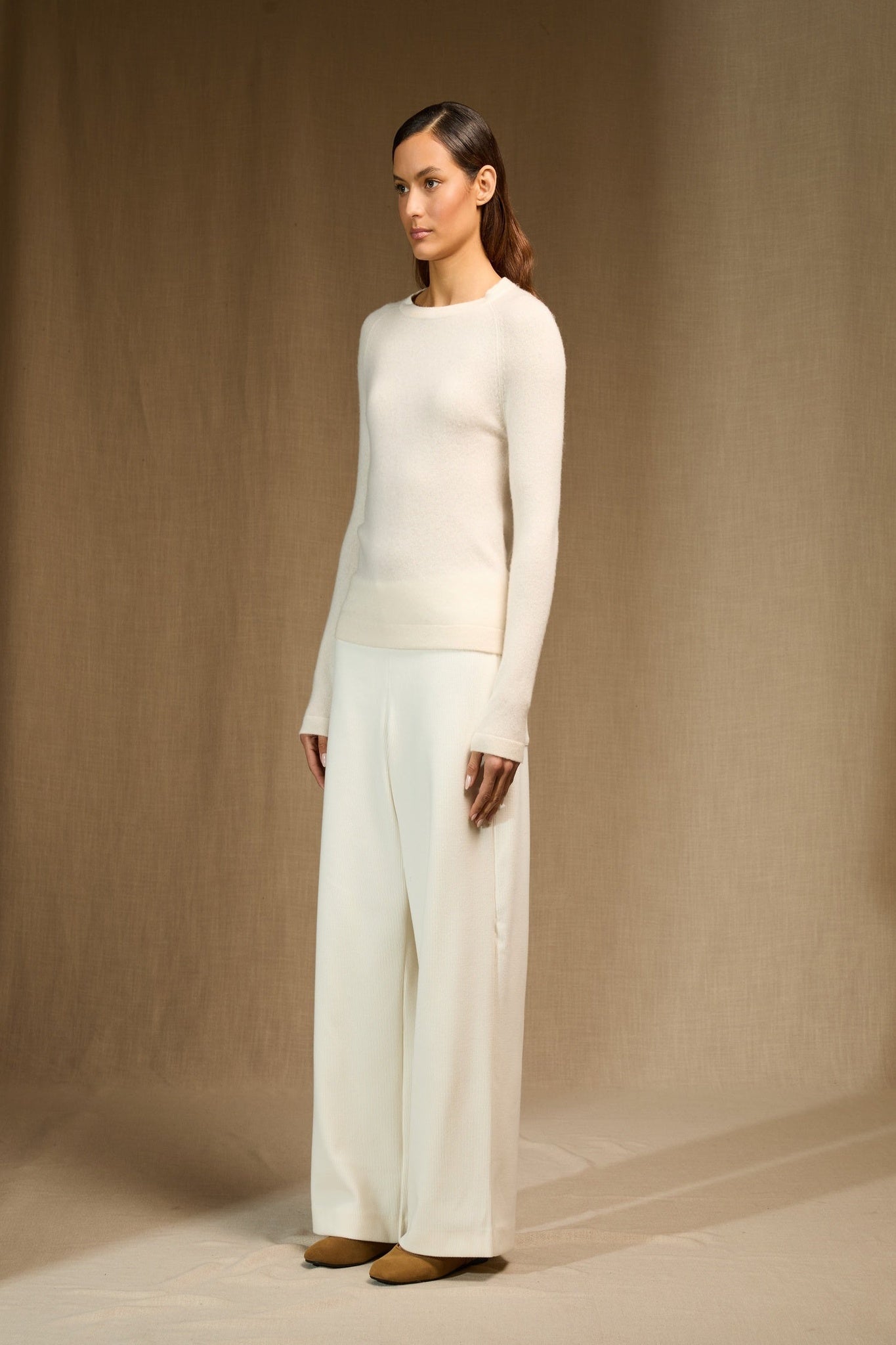 whitney pull col rond ivoire 100% cachemire