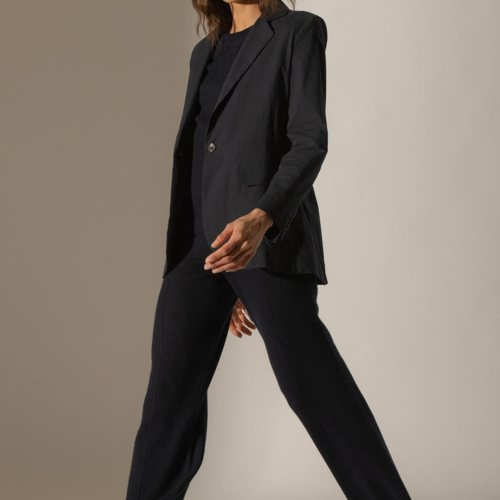 WHITNEY pull col rond navy 100% cachemire