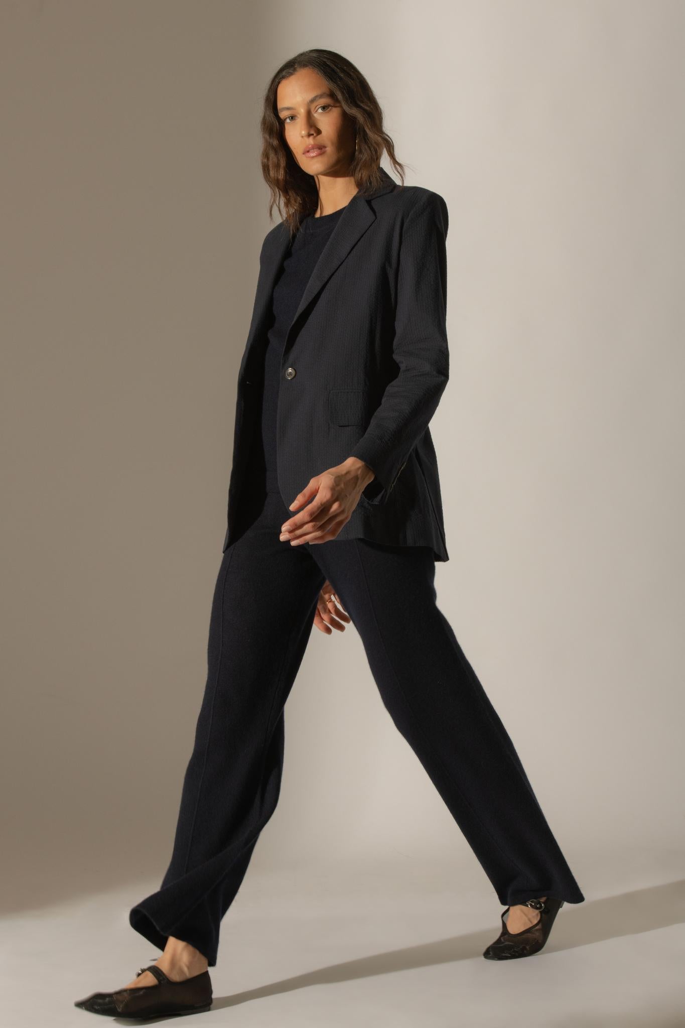 WHITNEY pull col rond navy 100% cachemire