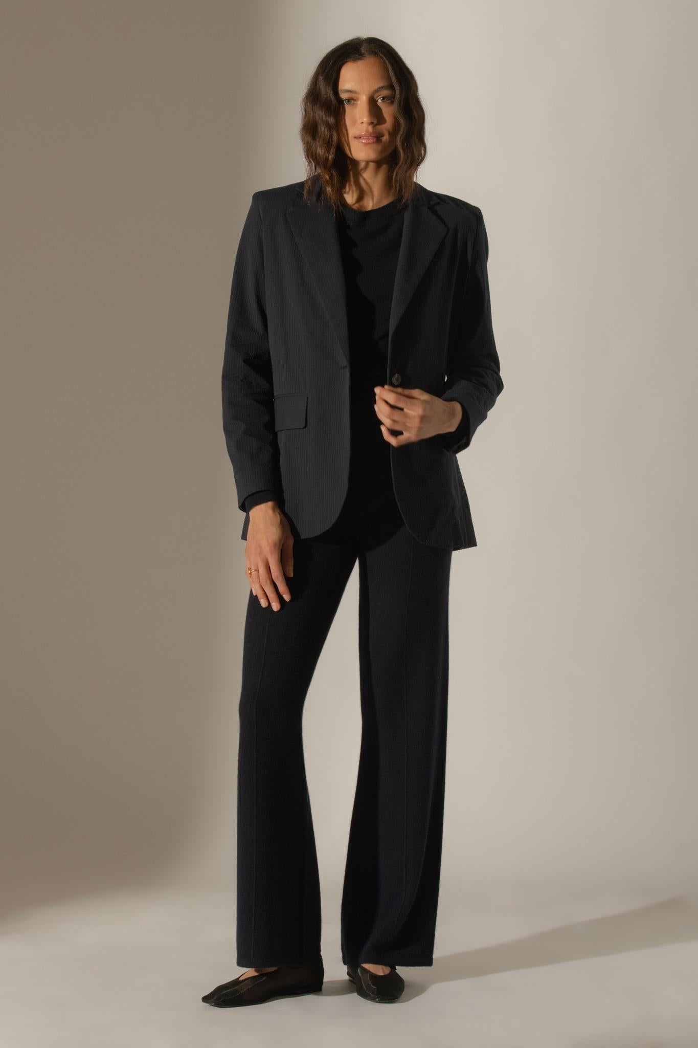 WHITNEY pull col rond navy 100% cachemire