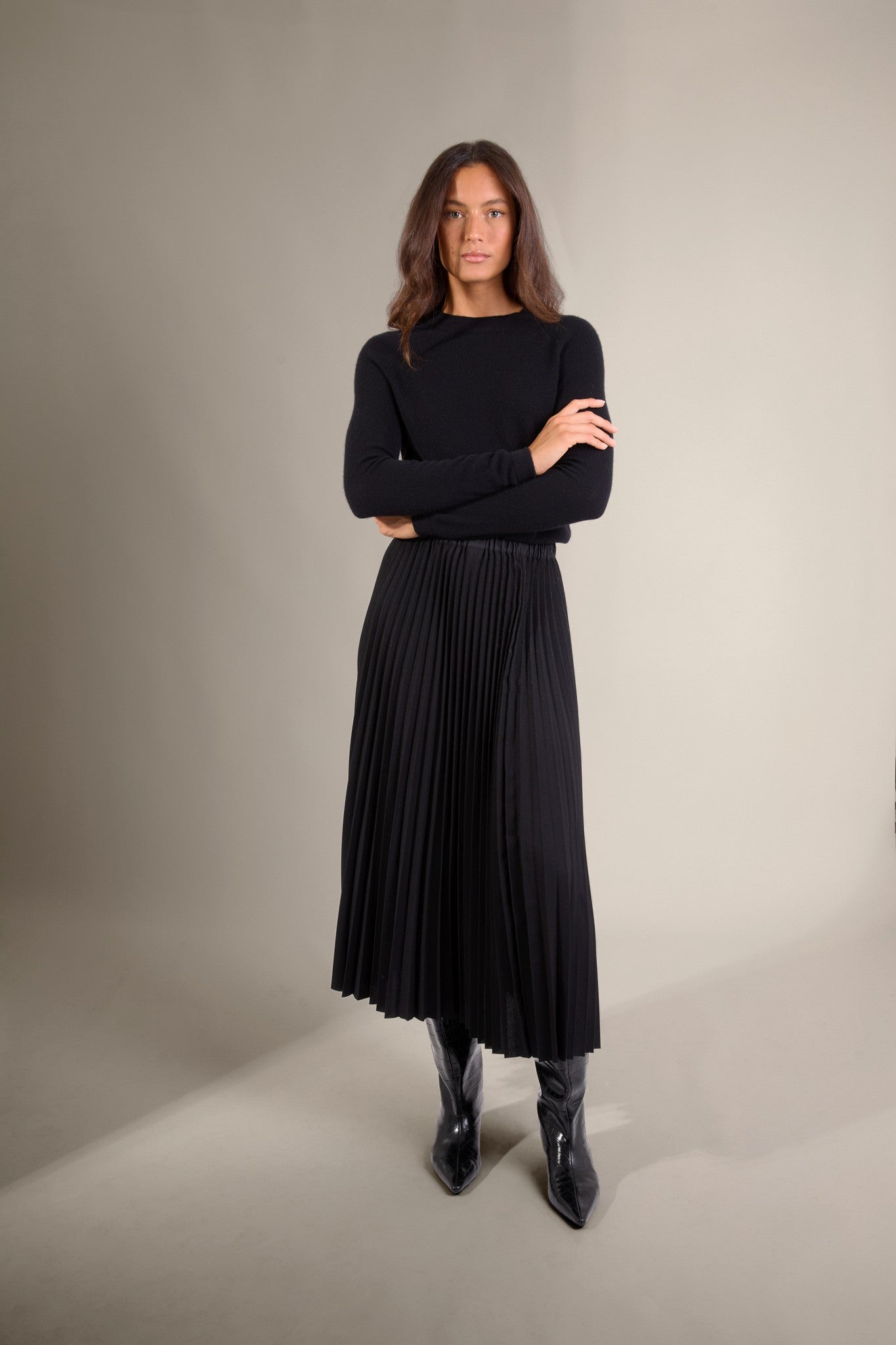 whitney pull col rond noir 100% cachemire