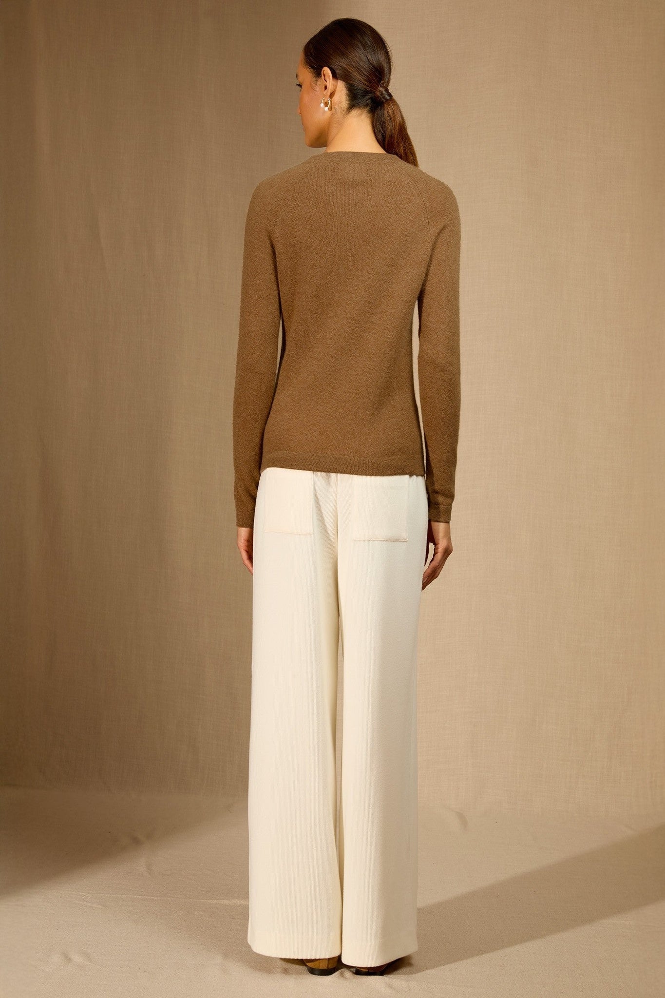 whitney pull col rond noisette 100% cachemire