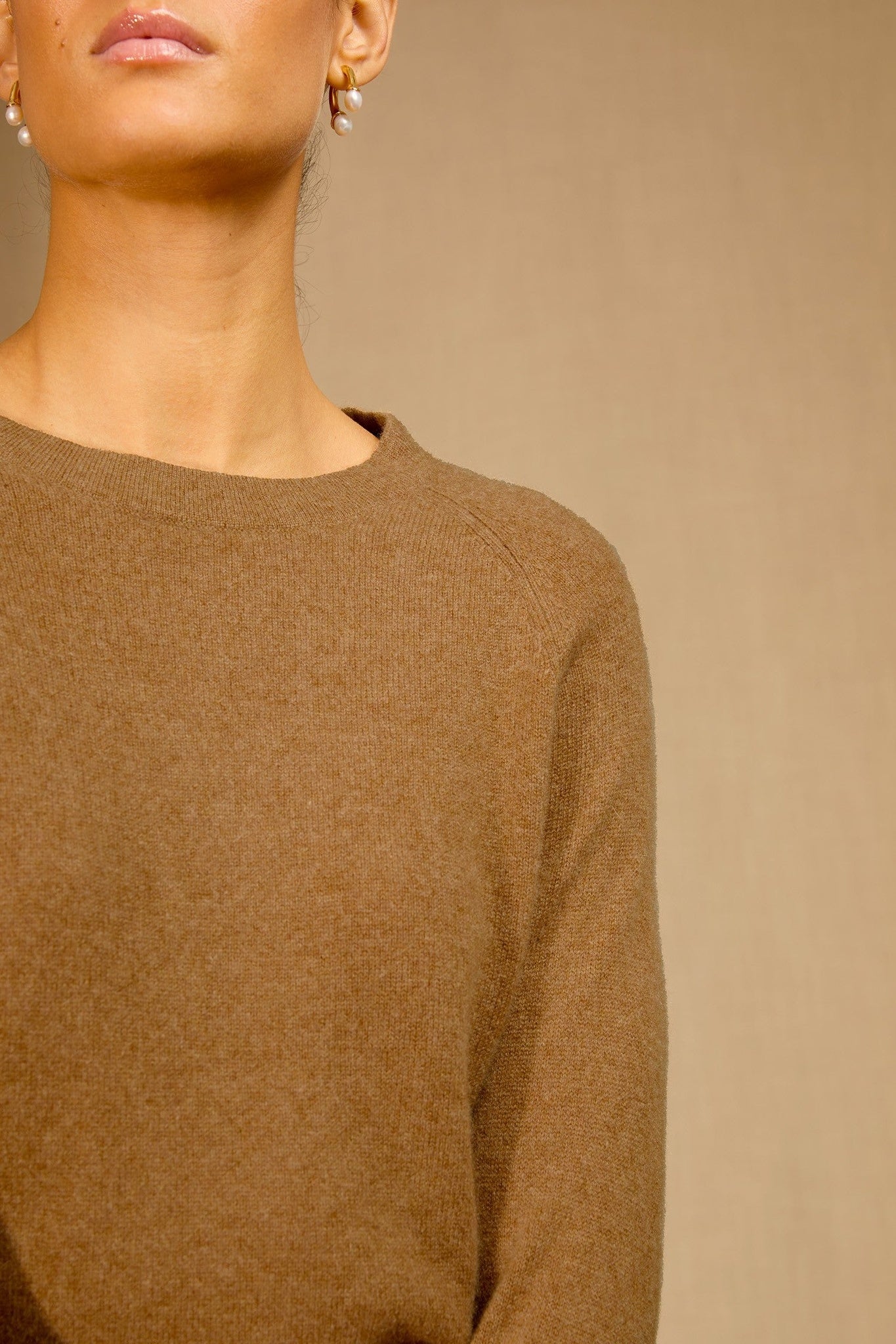 whitney pull col rond noisette 100% cachemire