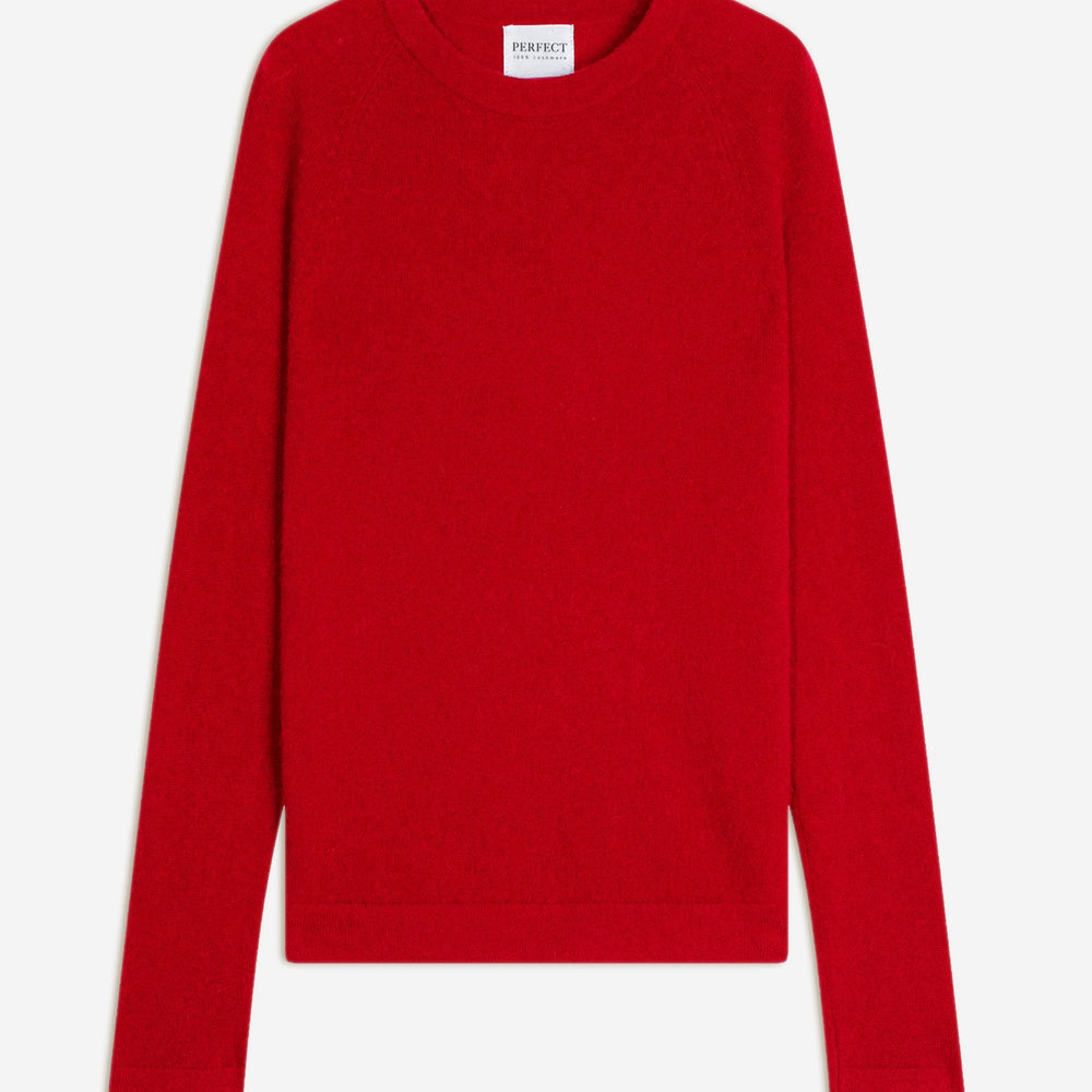 whitney pull col rond rouge 100% cachemire