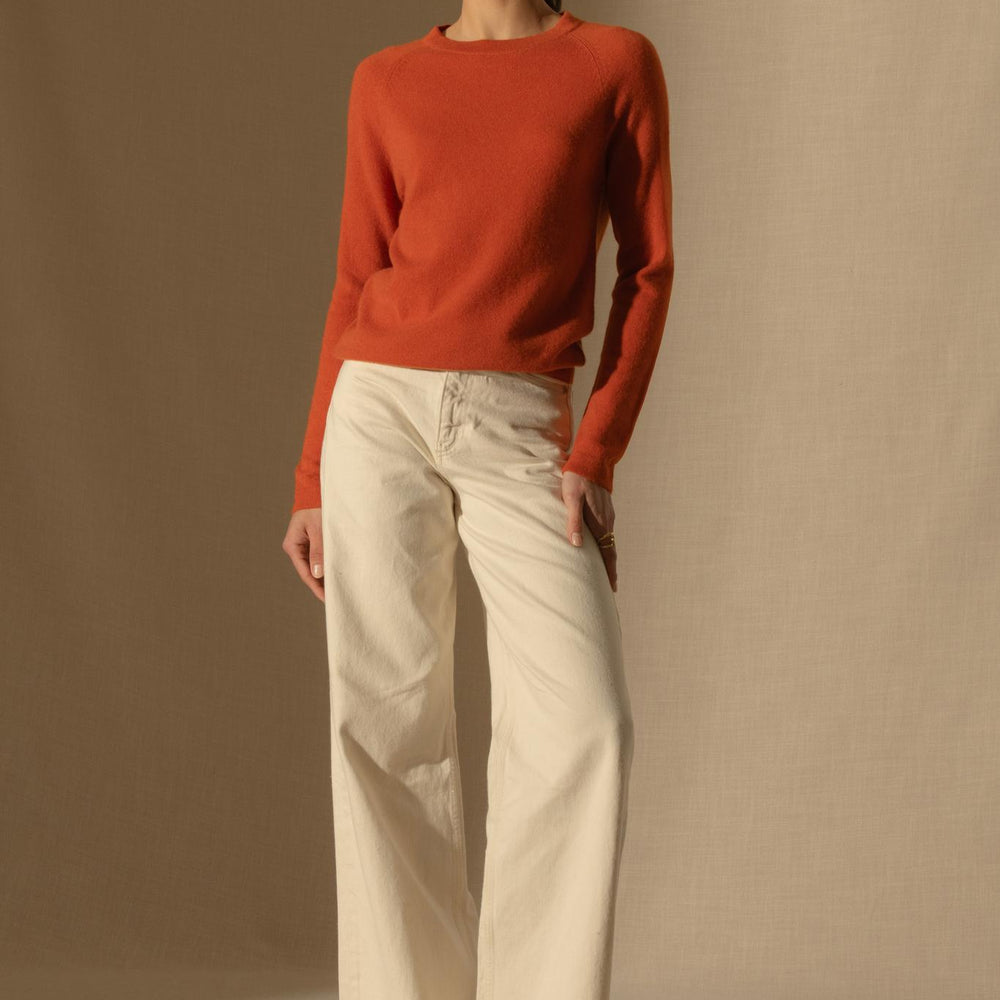 WHITNEY pull col rond safran 100% cachemire