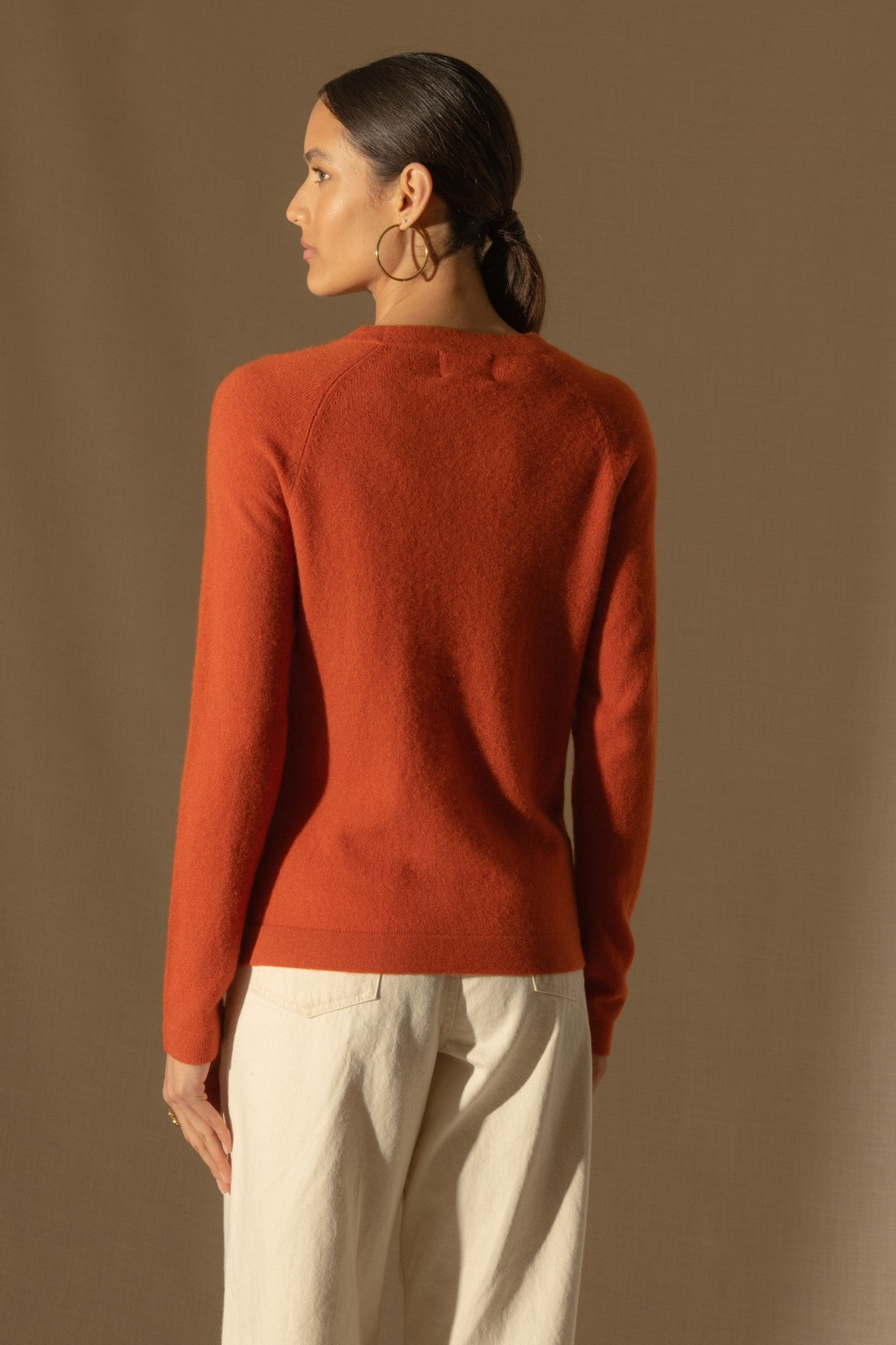 whitney pull col rond safran 100% cachemire