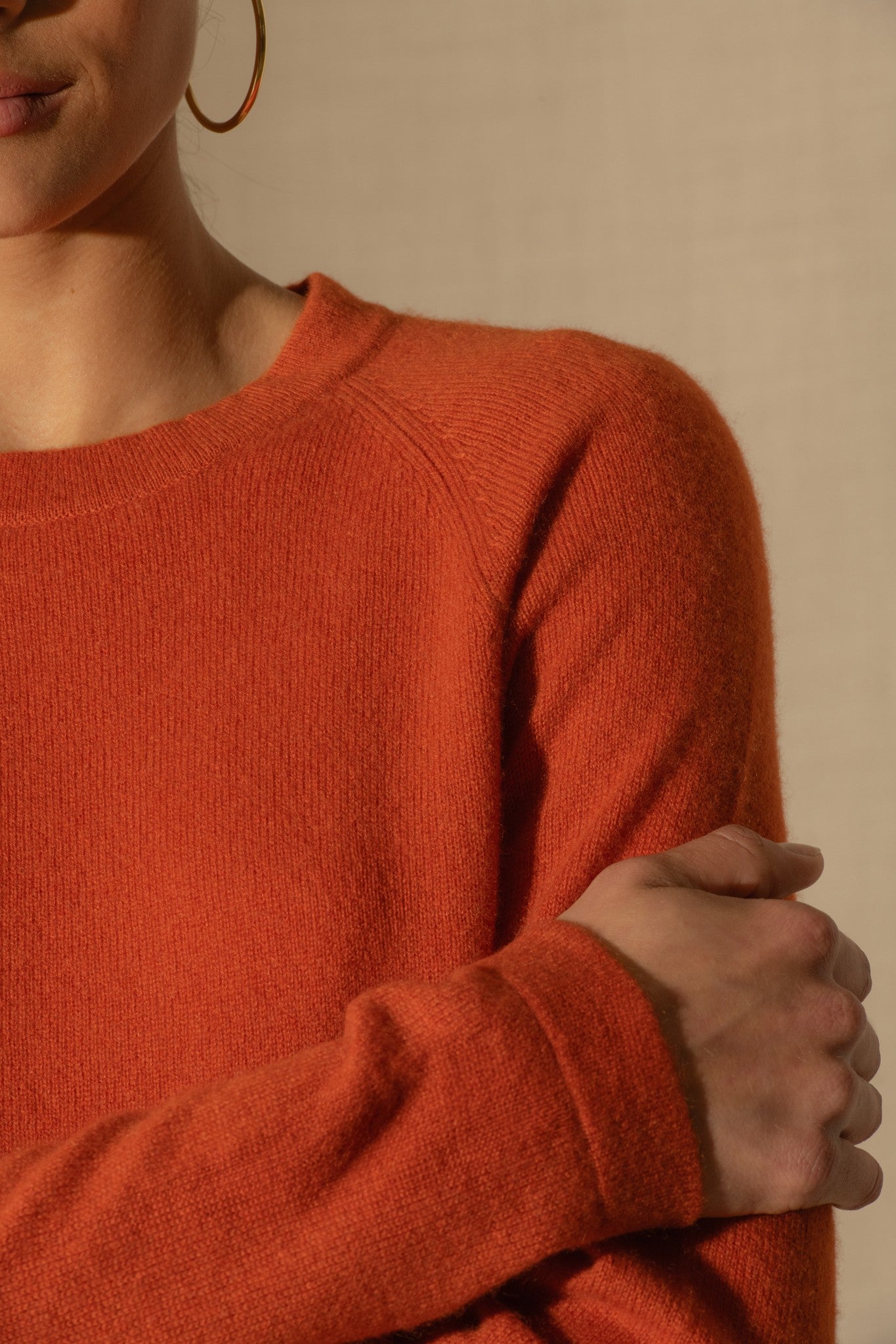 whitney pull col rond safran 100% cachemire