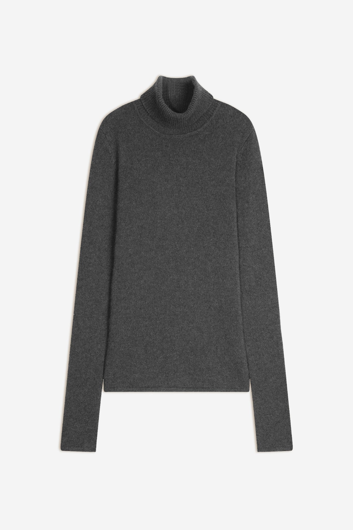 willow pull col roulé 4 fils anthracite chiné 100% cachemire