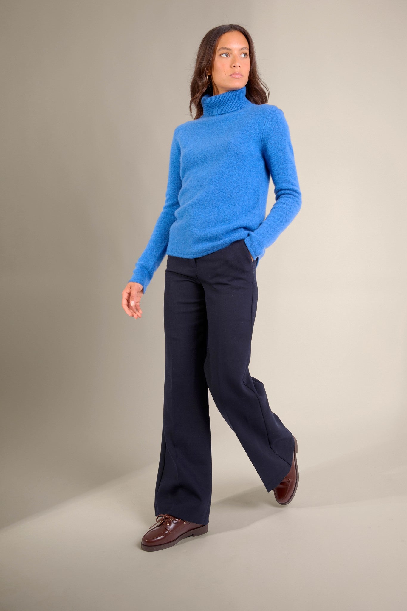 willow pull col roulé 4 fils ardoise 100% cachemire