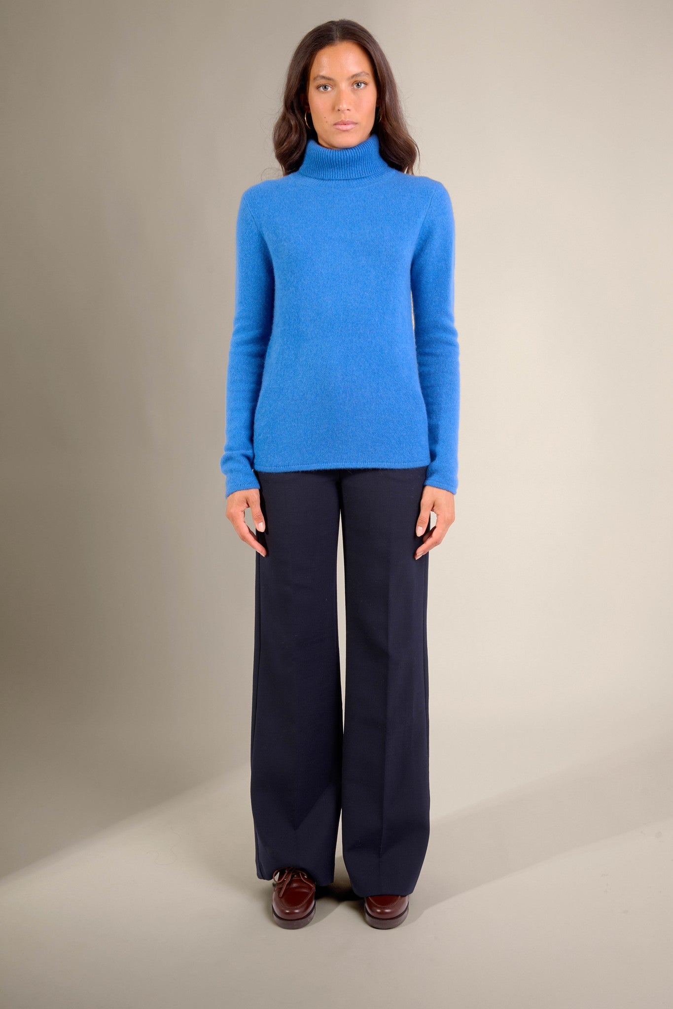 willow pull col roulé 4 fils ardoise 100% cachemire