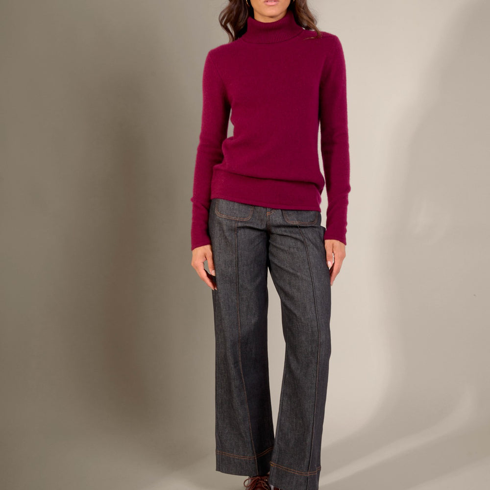 willow pull col roulé 4 fils bordeaux 100% cachemire
