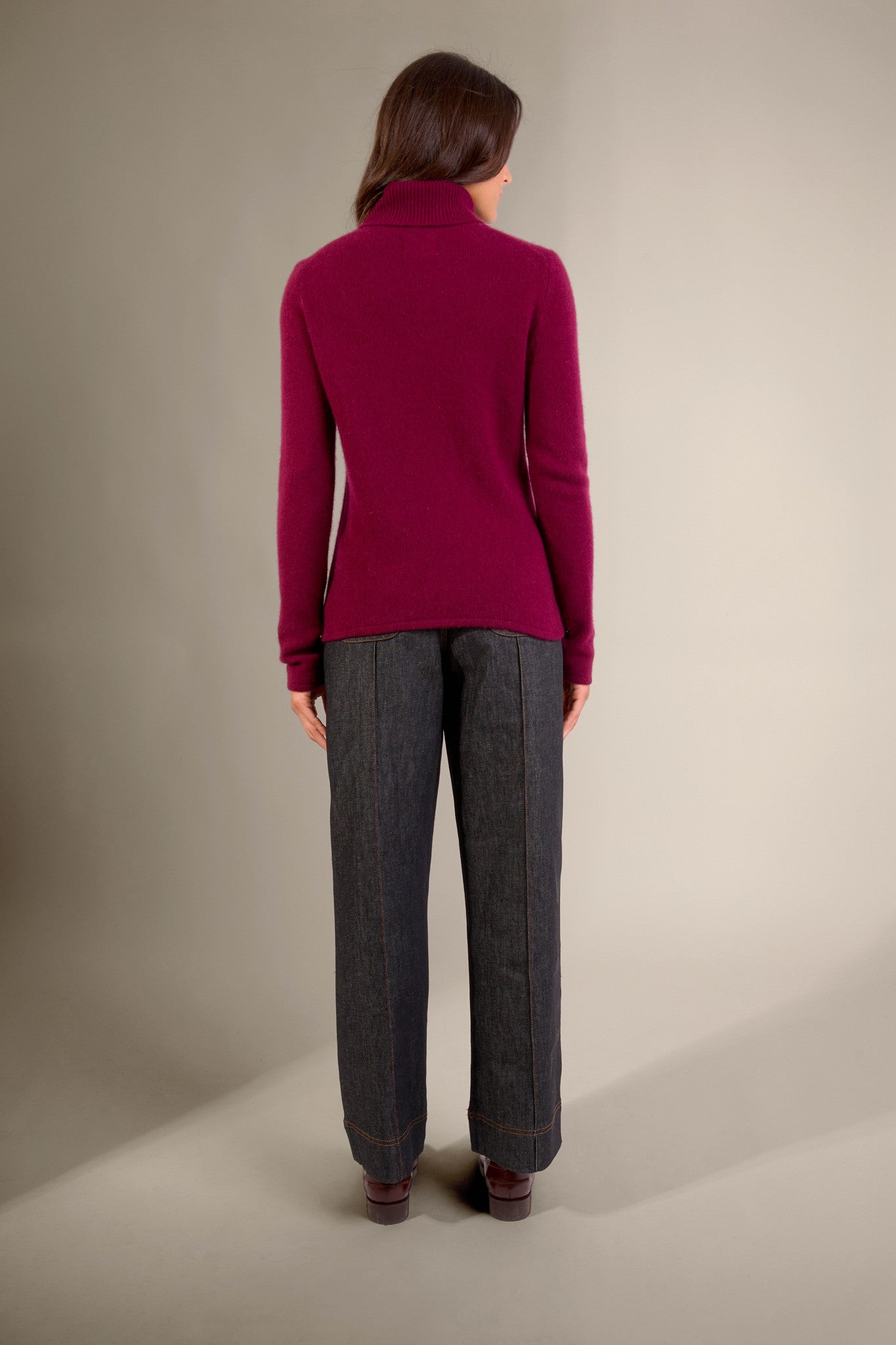 willow pull col roulé 4 fils bordeaux 100% cachemire