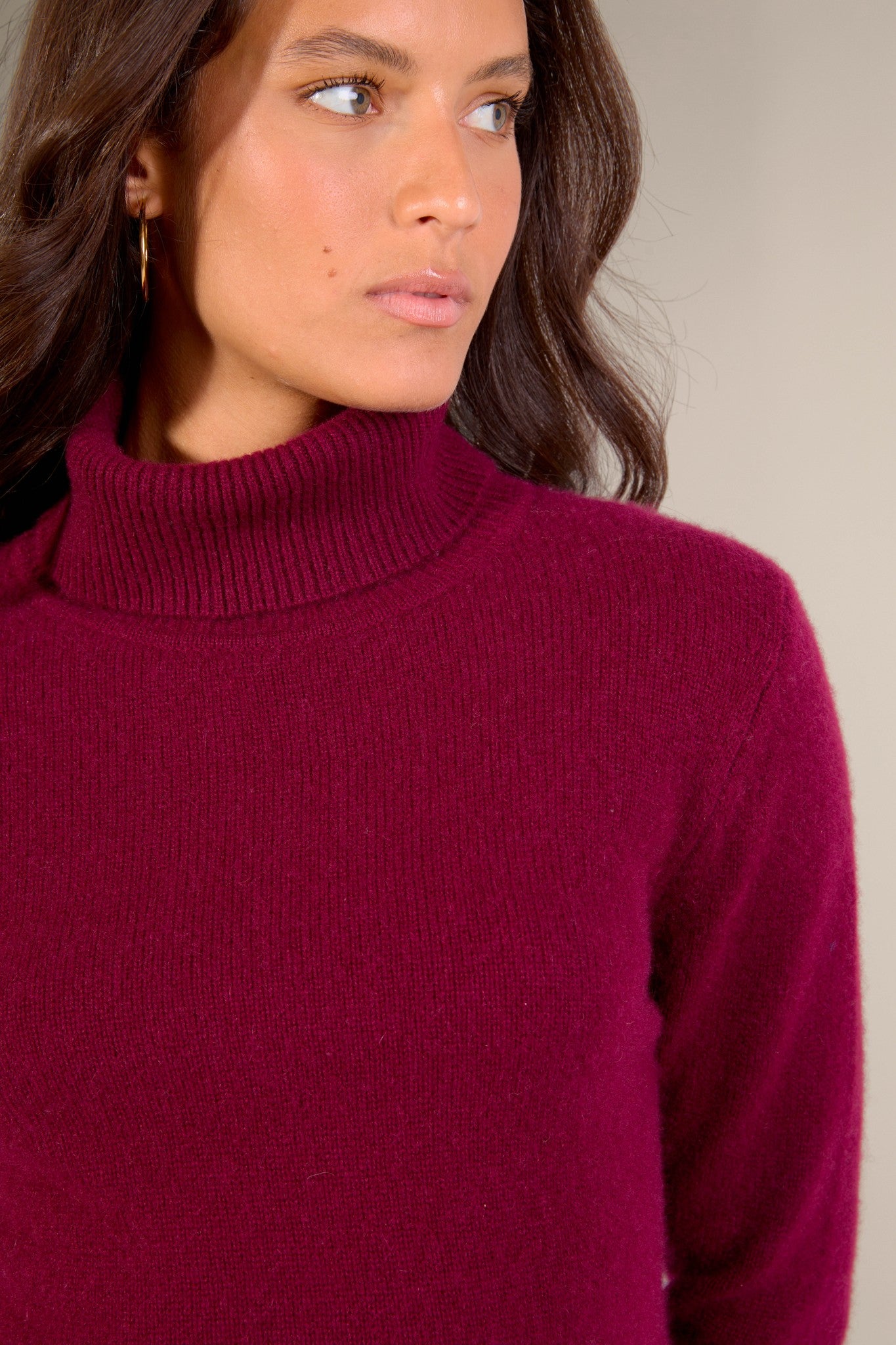 willow pull col roulé 4 fils bordeaux 100% cachemire