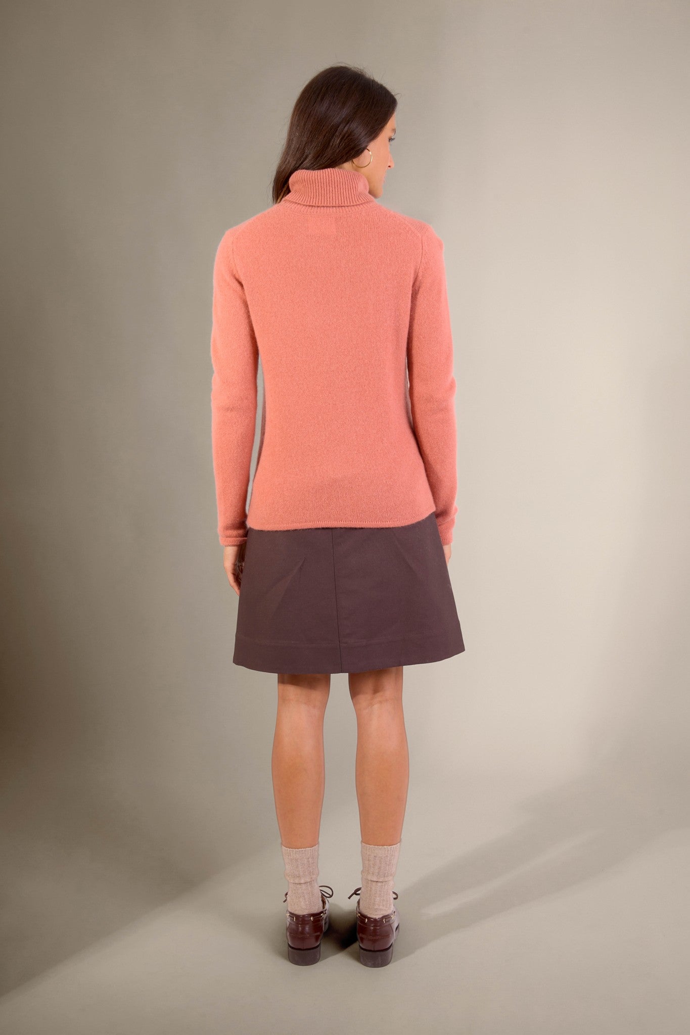 willow pull col roulé 4 fils brique 100% cachemire