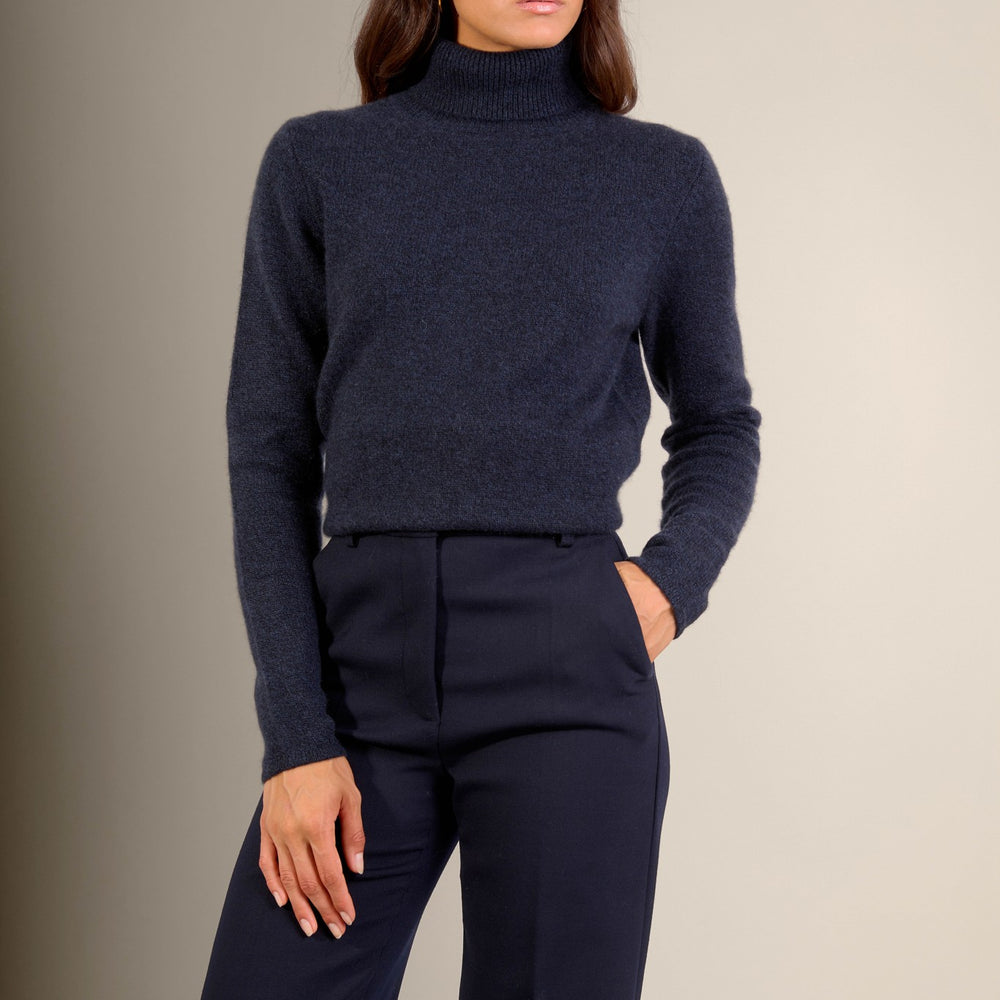 willow pull col roulé 4 fils caviar 100% cachemire