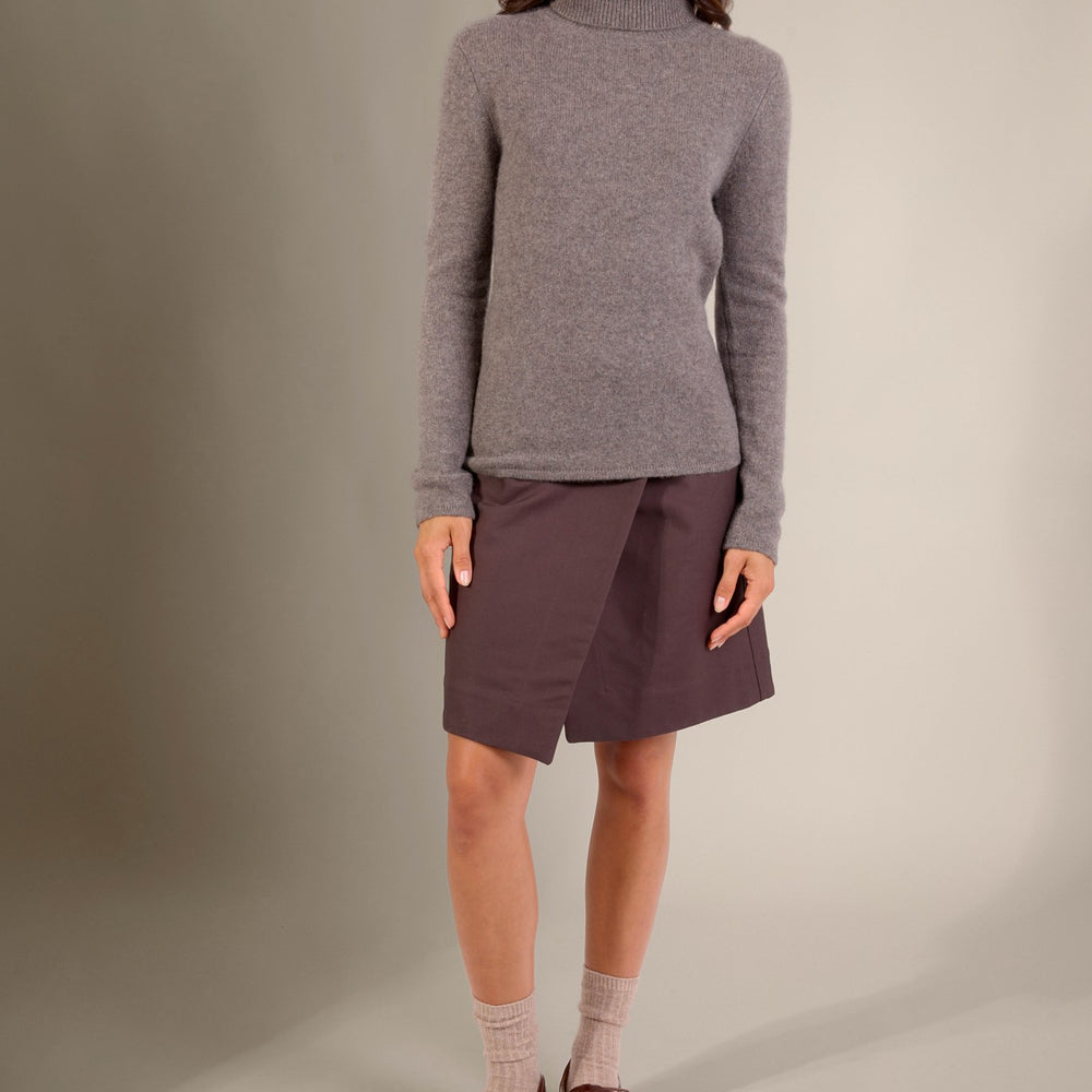 willow pull col roulé 4 fils écorce chiné 100% cachemire