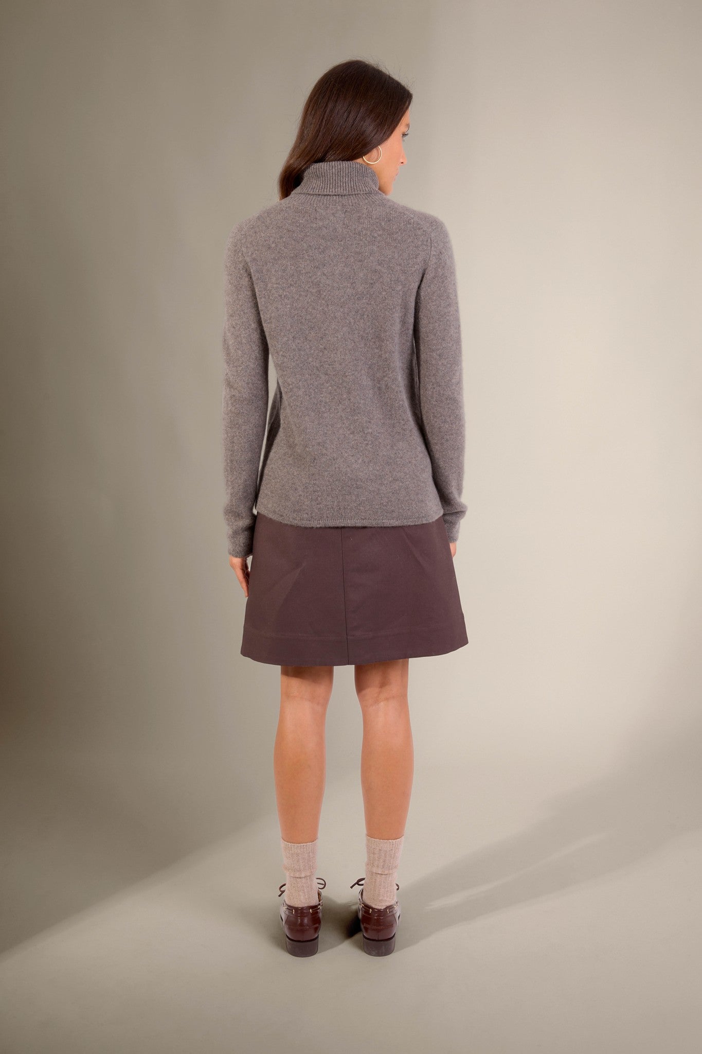 willow pull col roulé 4 fils écorce chiné 100% cachemire