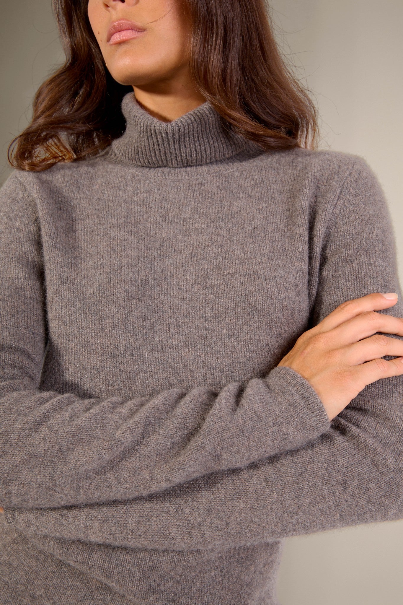 willow pull col roulé 4 fils écorce chiné 100% cachemire