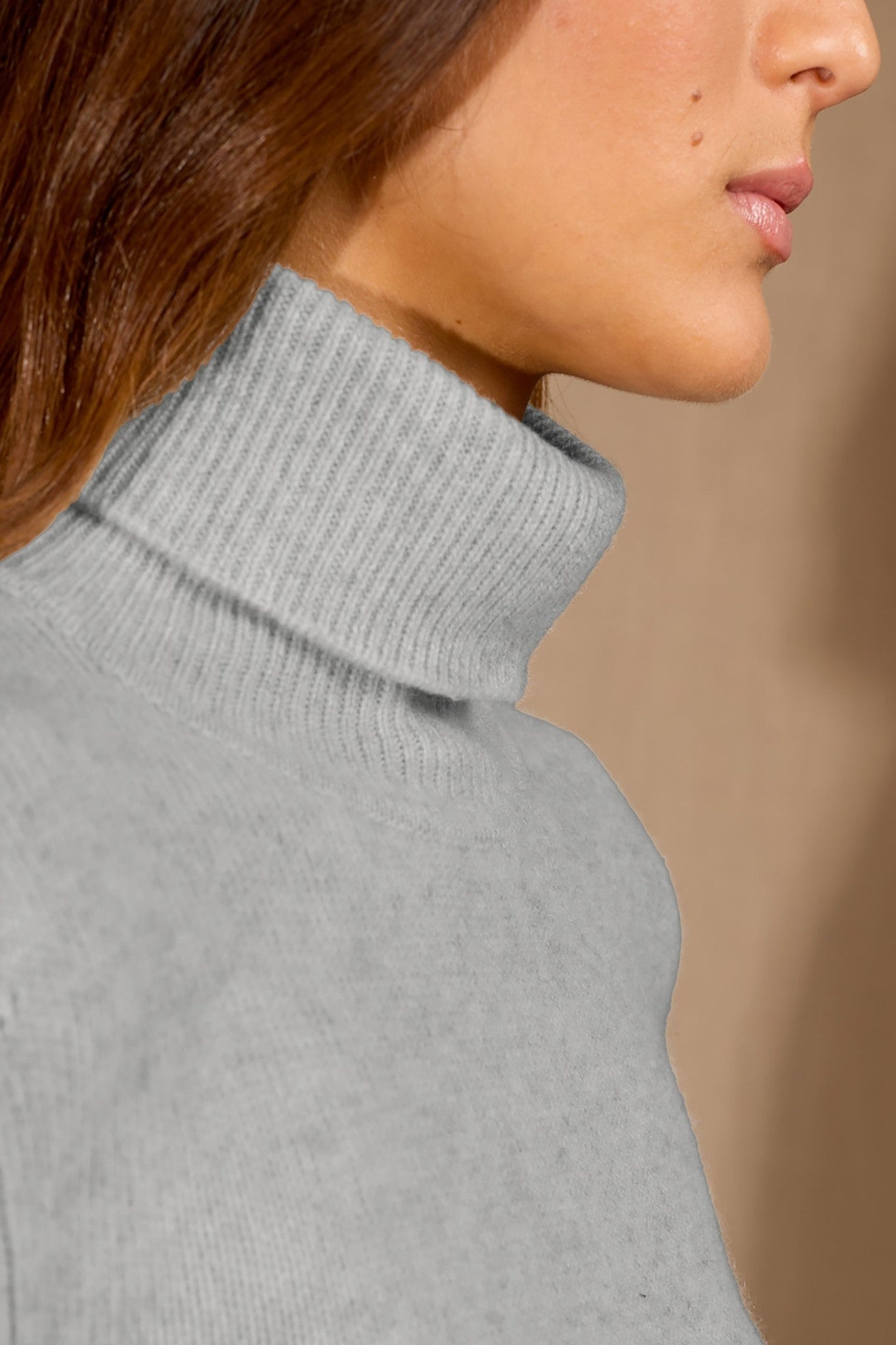 willow pull col roulé 4 fils glacier chiné 100% cachemire