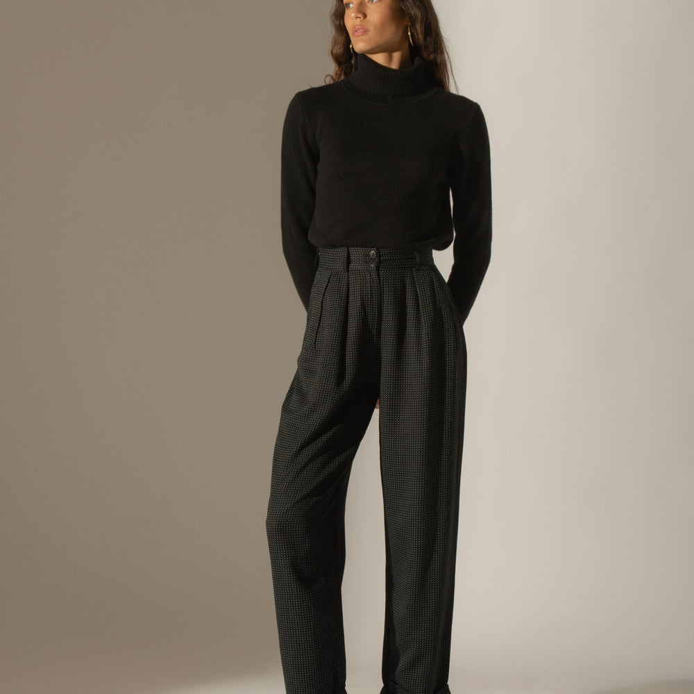 willow pull col roulé 4 fils noir 100% cachemire