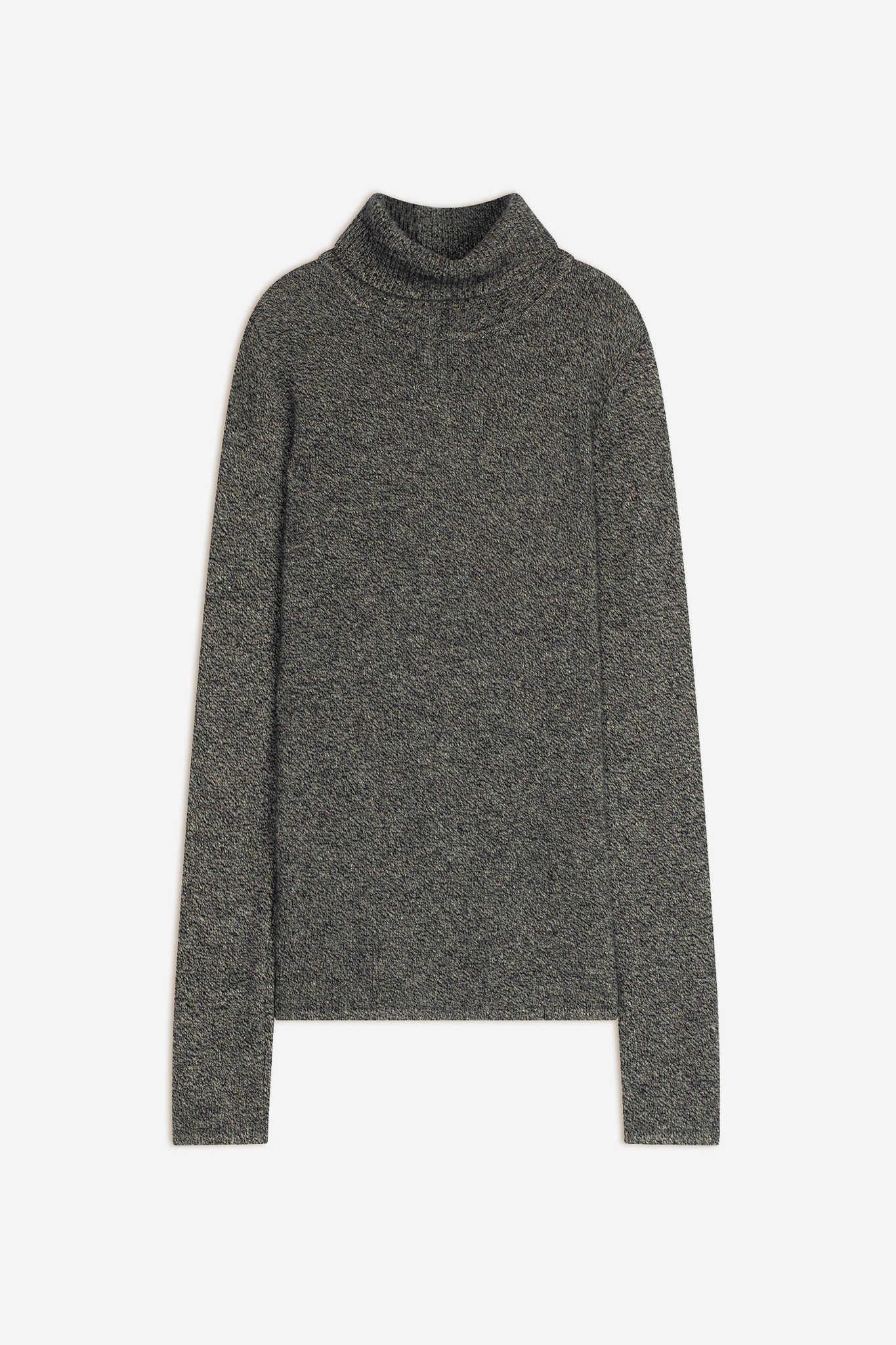 willow pull col roulé 4 fils noir/blanc 100% cachemire