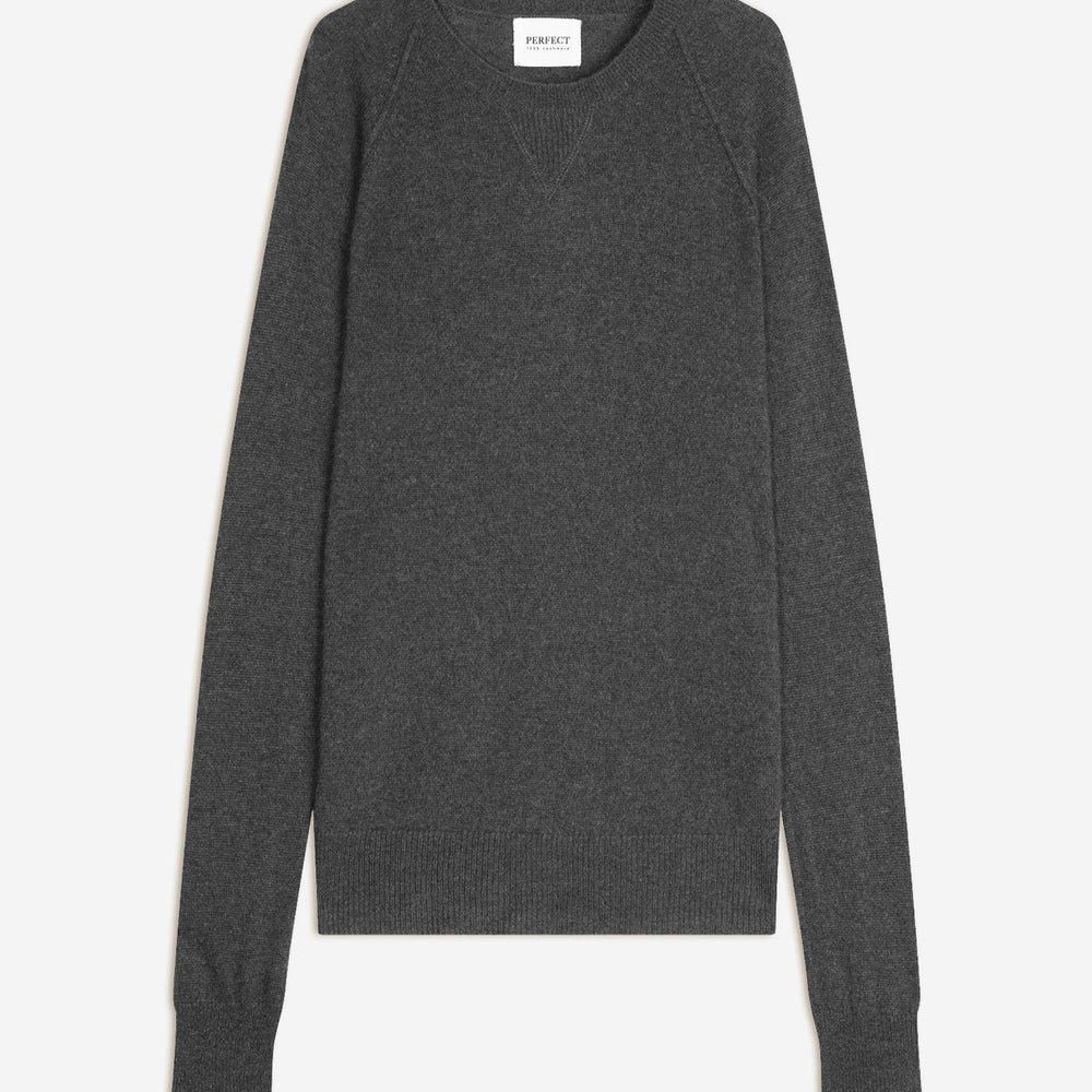 wilma pull col rond anthracite chiné 100% cachemire