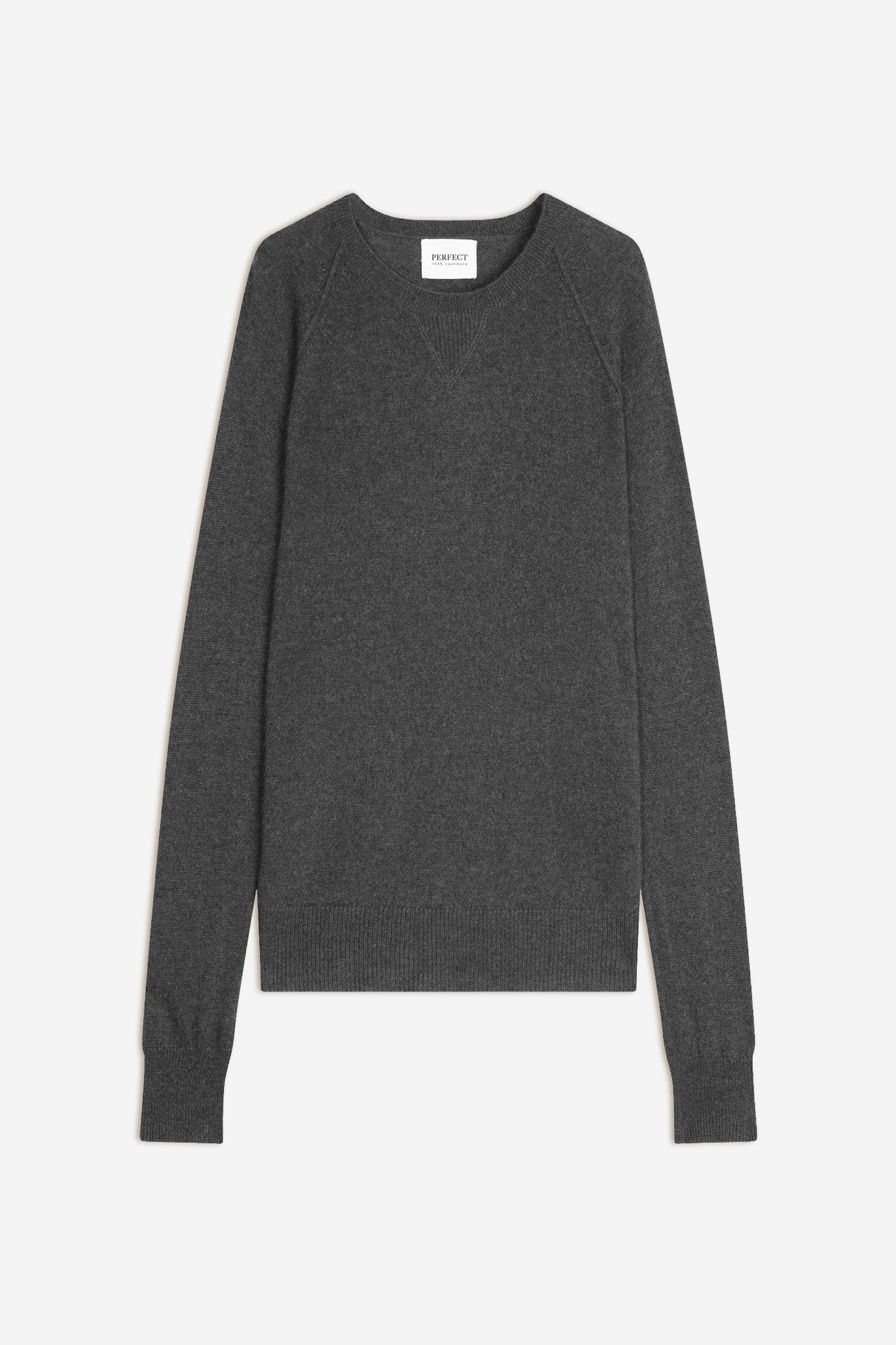 wilma pull col rond anthracite chiné 100% cachemire