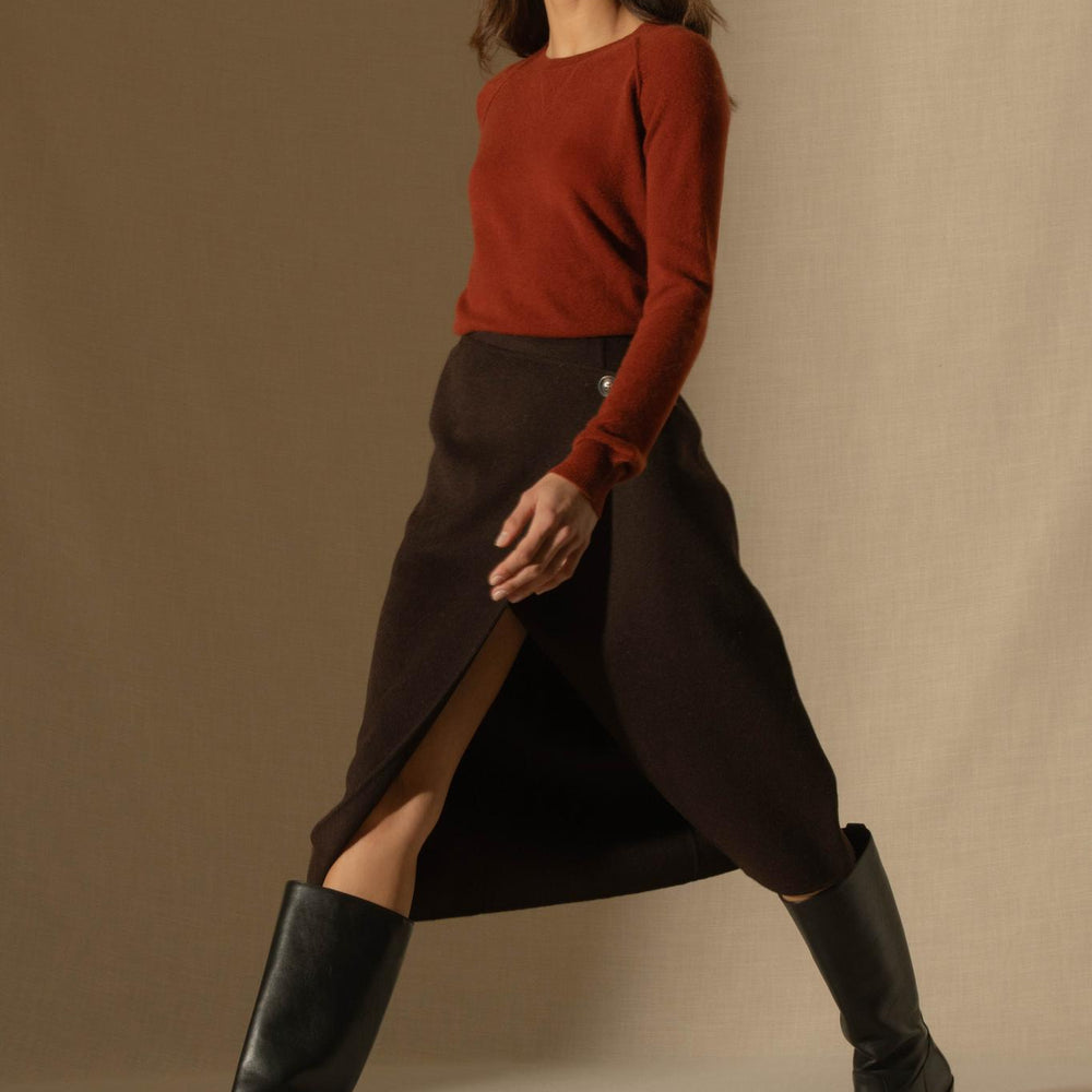WILMA pull col rond auburn 100% cachemire