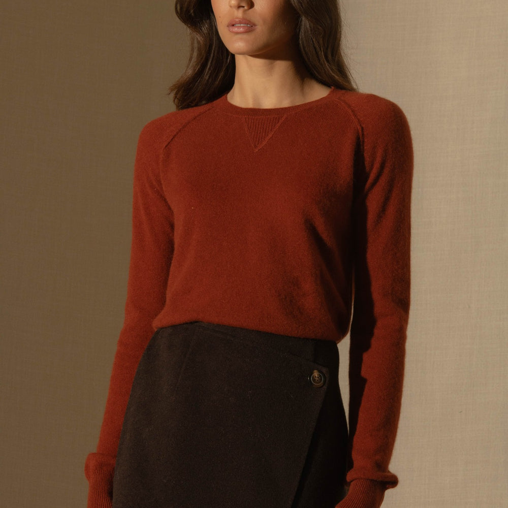 wilma pull col rond auburn 100% cachemire