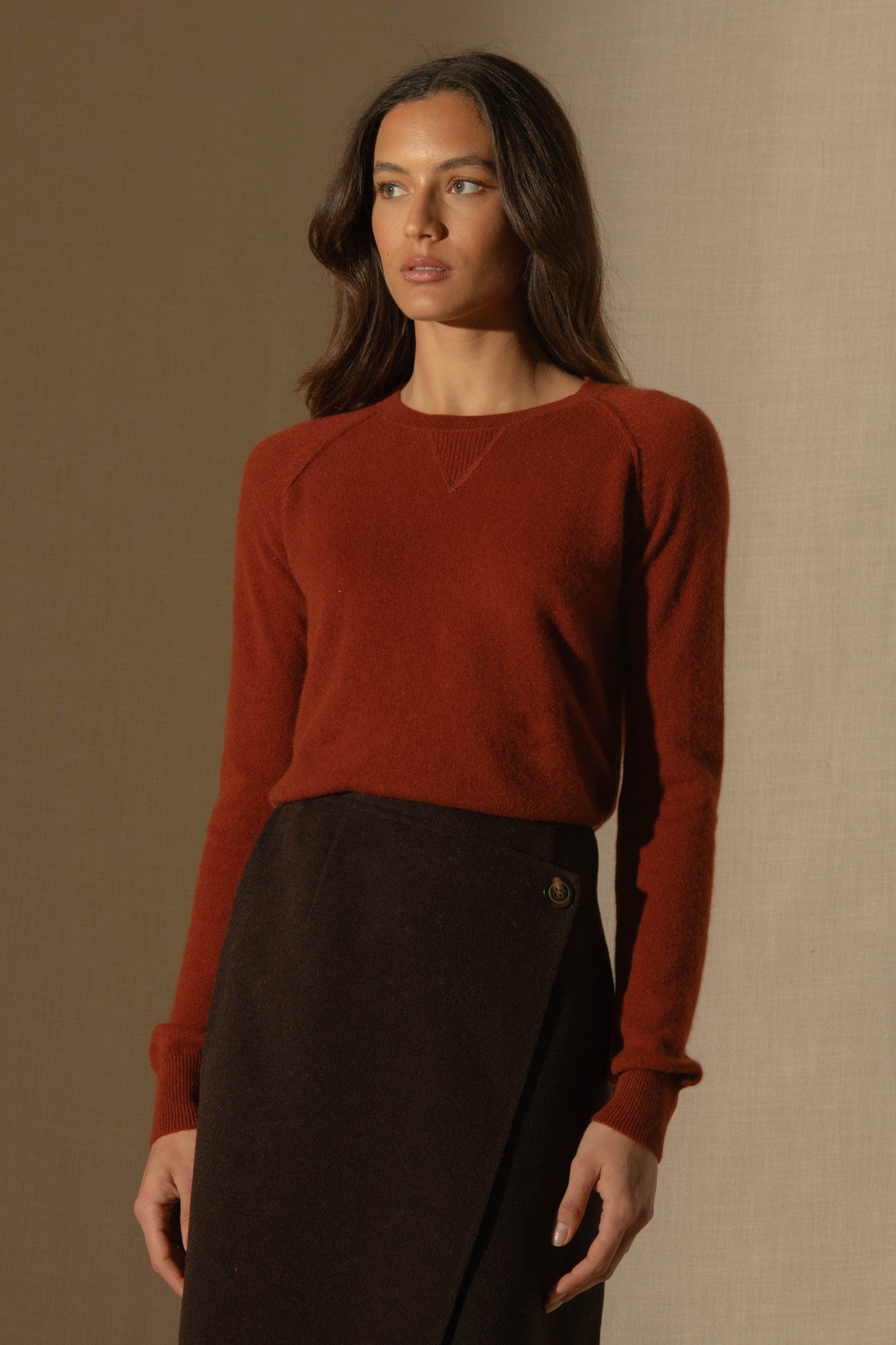 wilma pull col rond auburn 100% cachemire