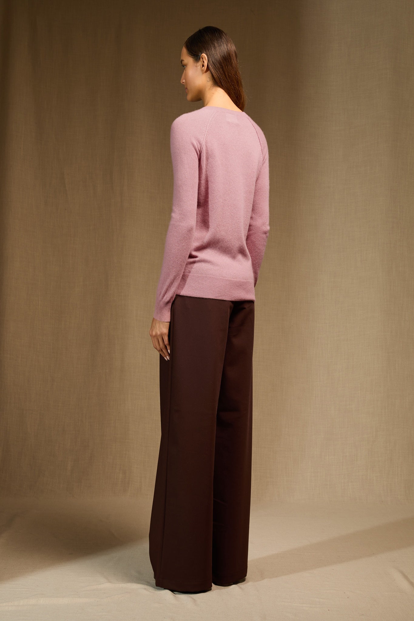 WILMA pull col rond bois de rose 100% cachemire