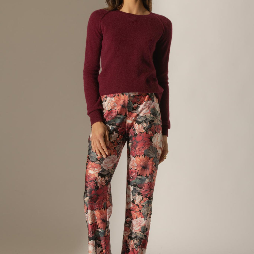 WILMA pull col rond bordeaux 100% cachemire