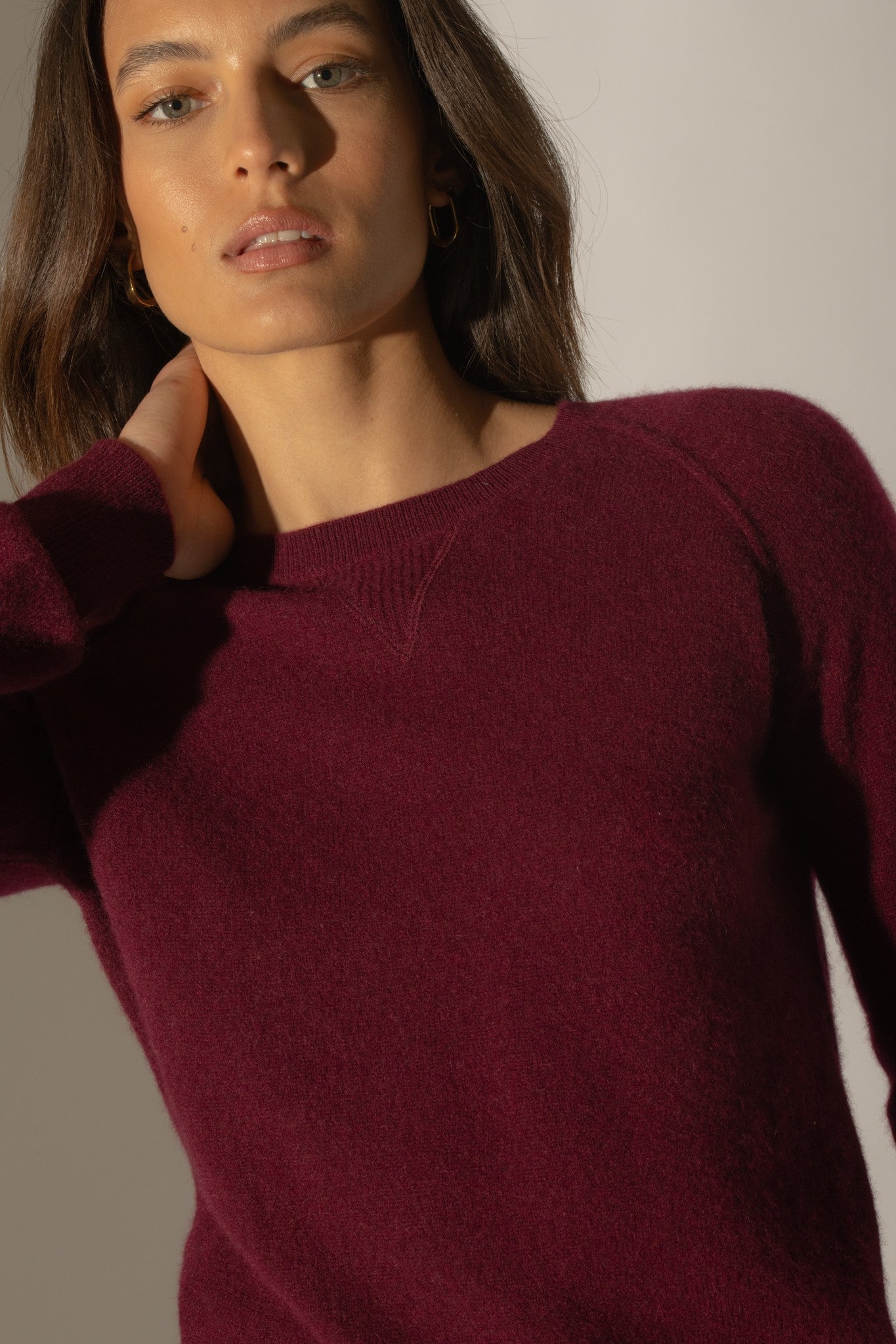 wilma pull col rond bordeaux 100% cachemire
